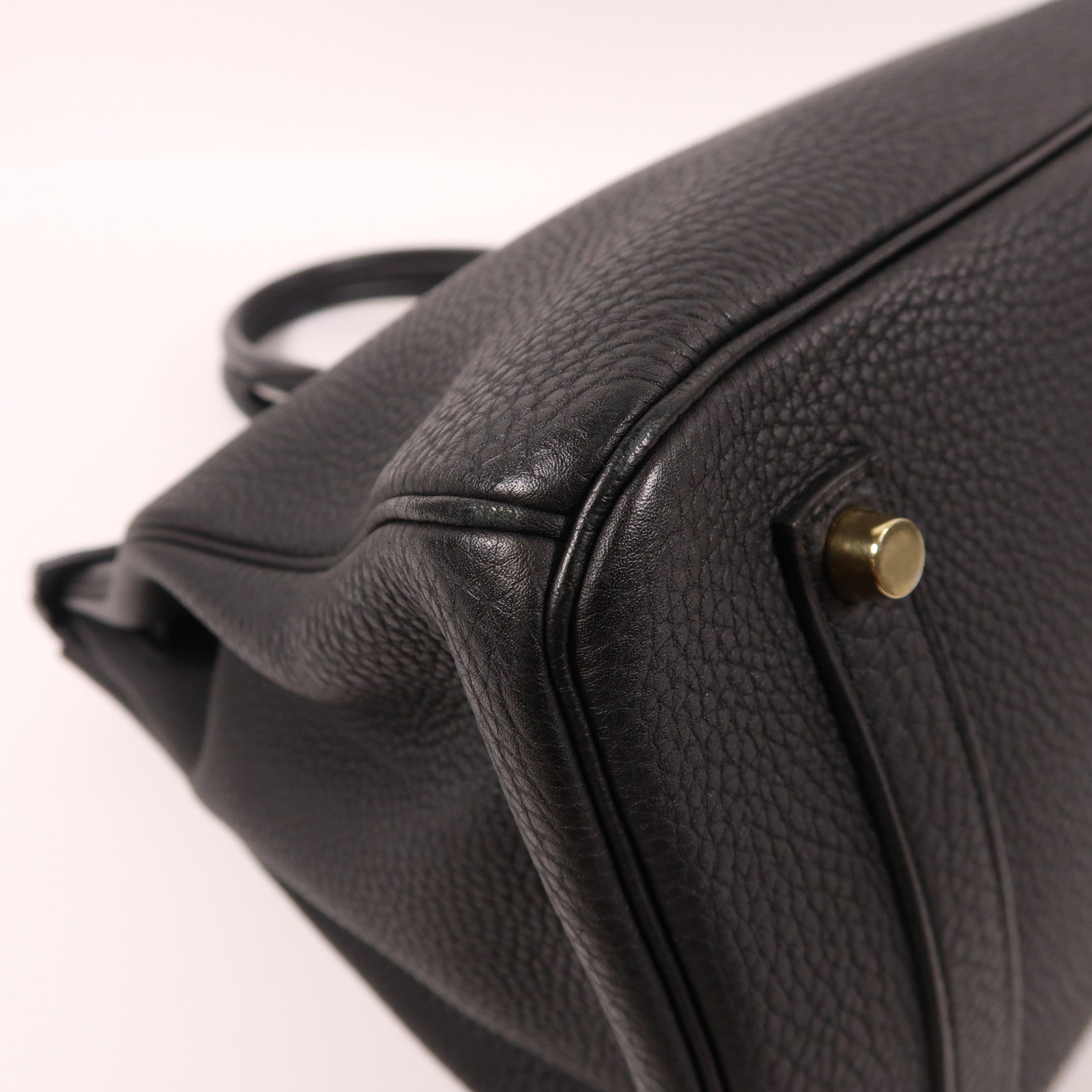 HERMES Clemence皮革Birkin 35金扣手挽袋黑色