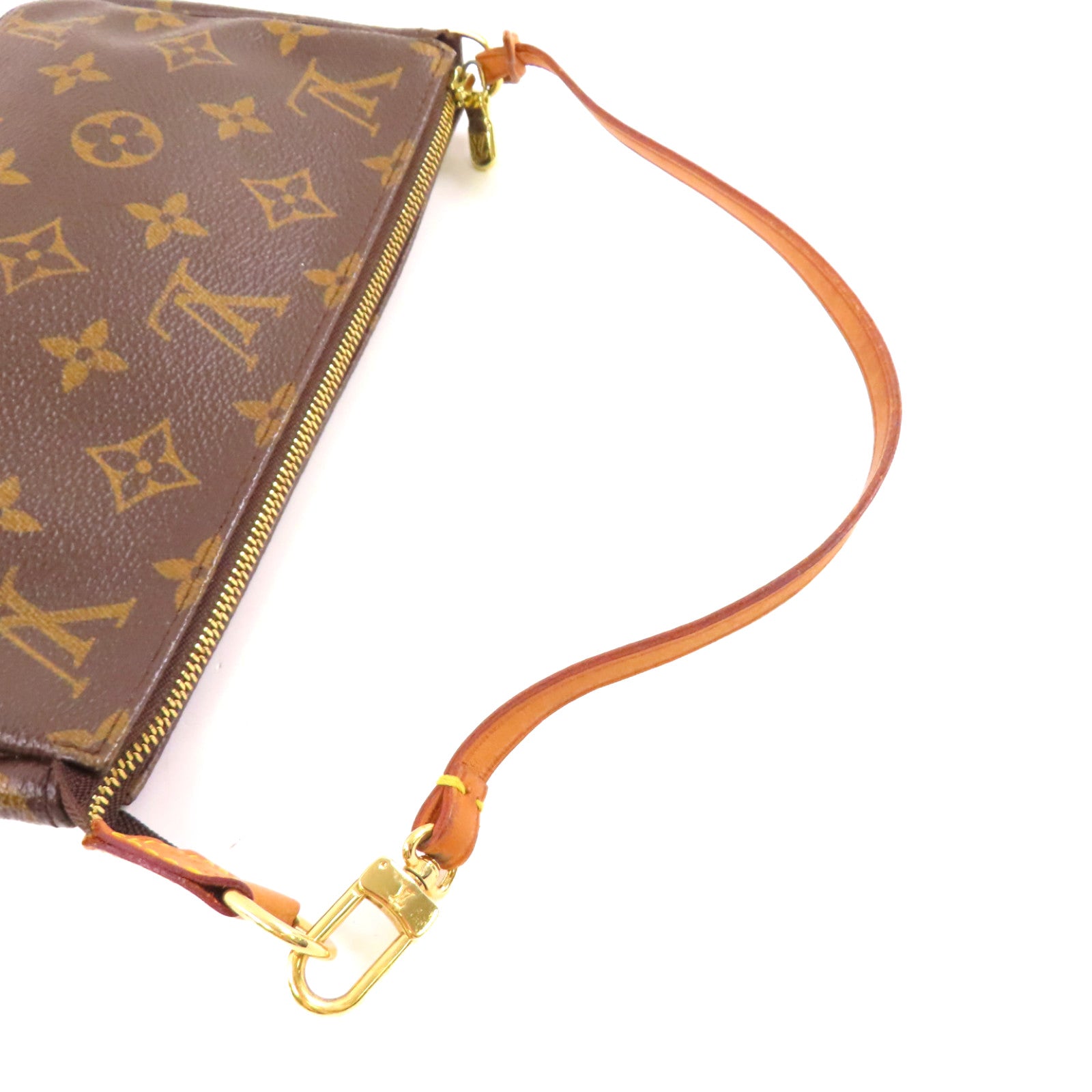LOUIS VUITTON Monogram Pochette Accessories Hand Bag金扣手挽袋啡色