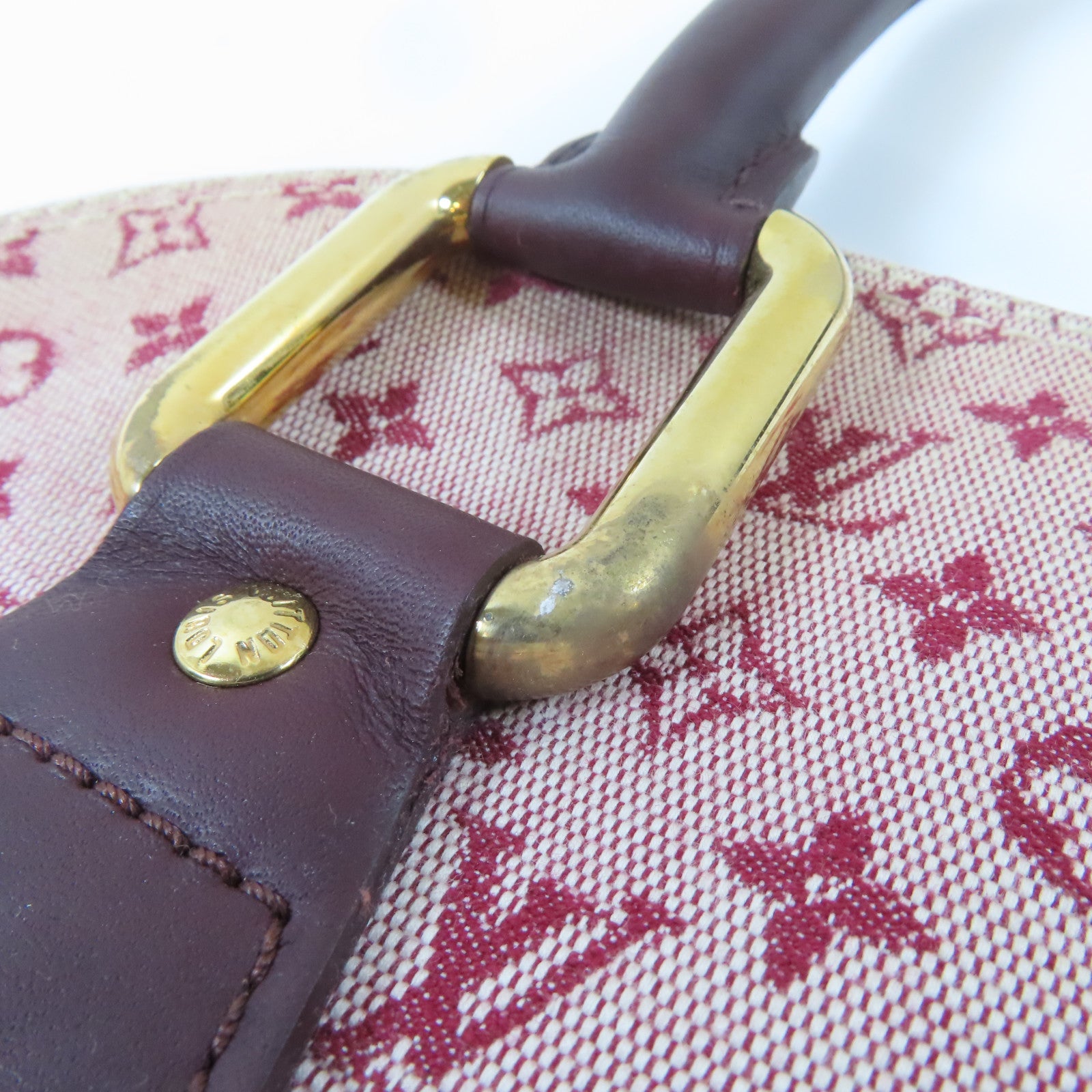 LOUIS VUITTON Monogram Mini Alma Haut金扣手挽袋紅色