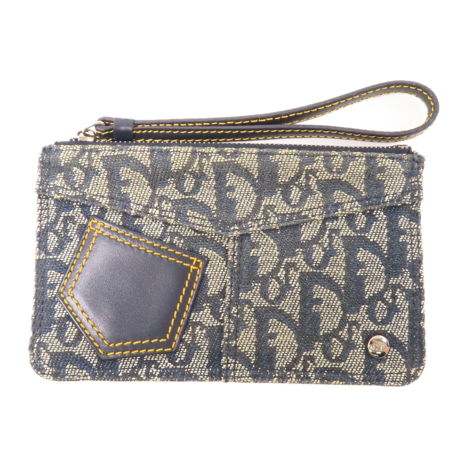 Dior 帆布Pouch銀扣手拿包藍色