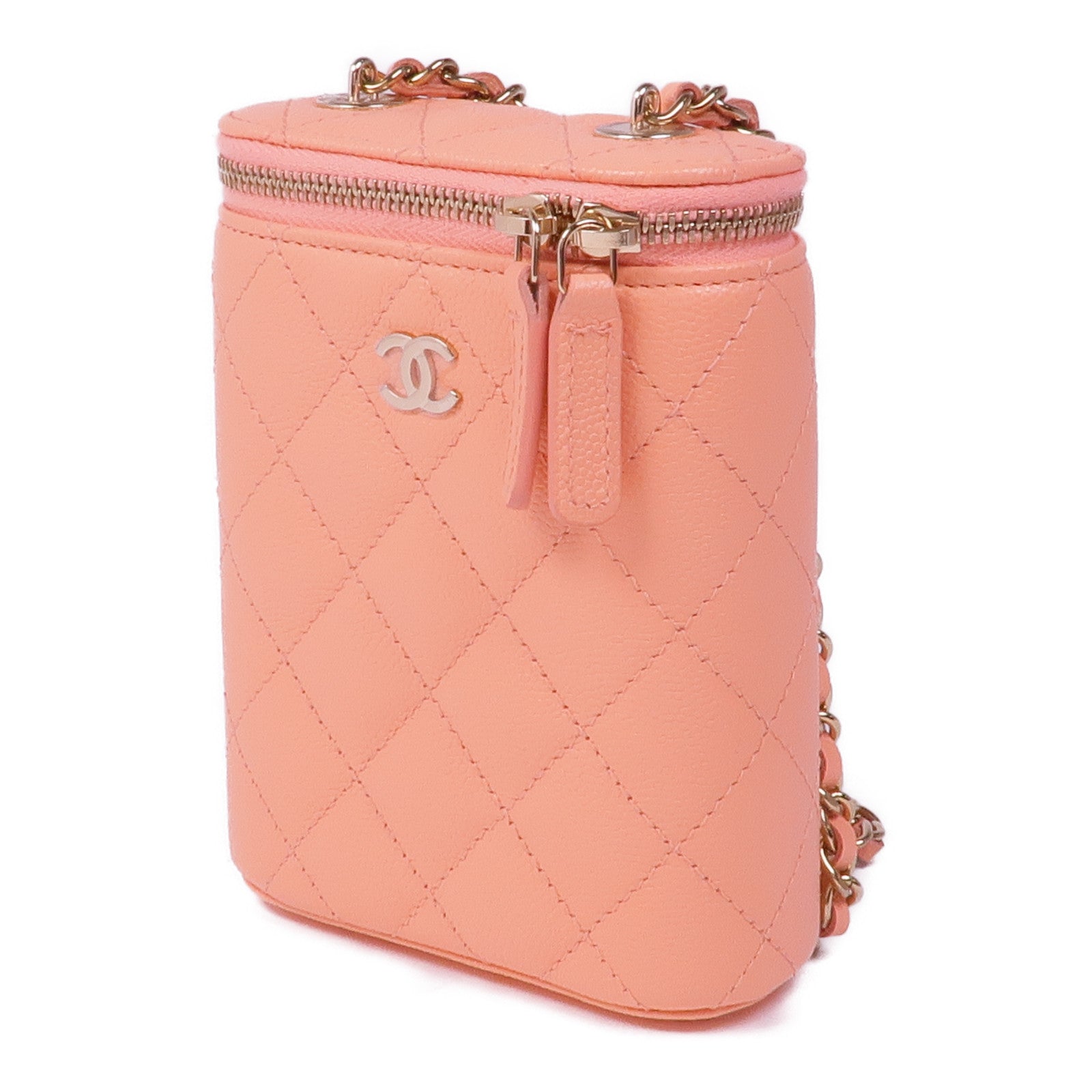 CHANEL 牛皮皮革Chain Shoulder金扣鏈帶肩背袋