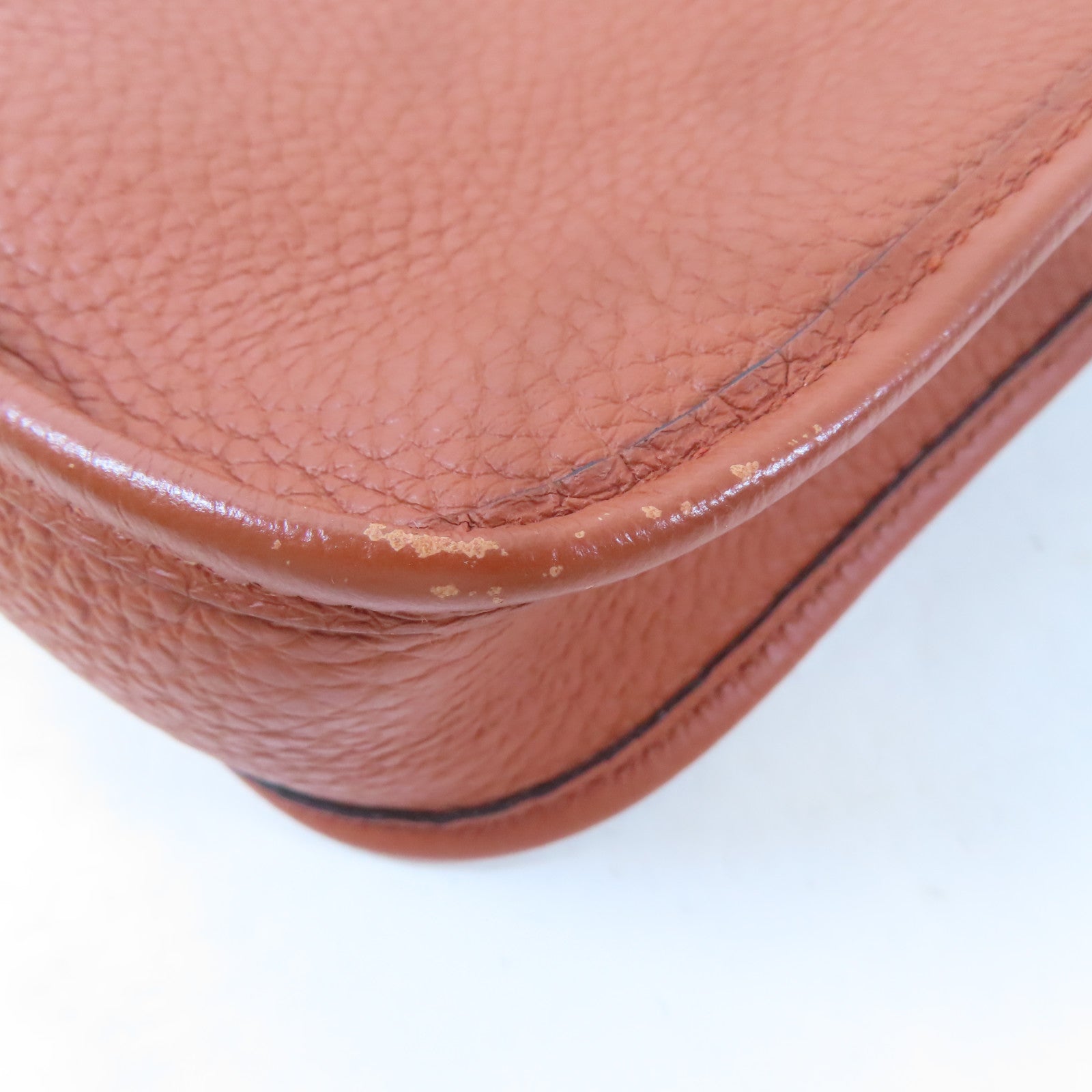 HERMES 【激減優惠】Clemence皮革Mini Evelyne銀扣肩背袋Cuivre/啡色