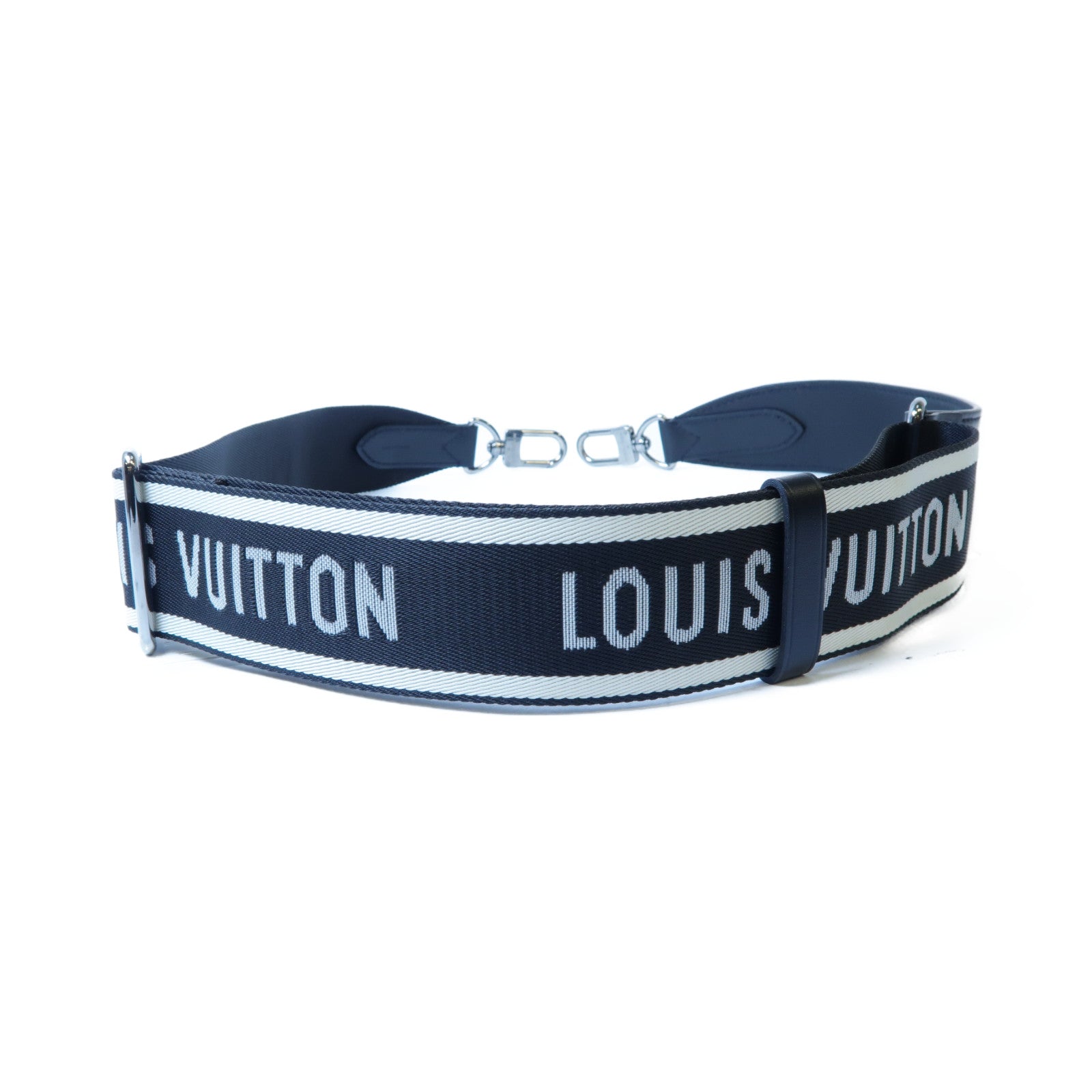 LOUIS VUITTON 牛皮皮革/尼龍Sporty Strap銀扣肩背帶黑色