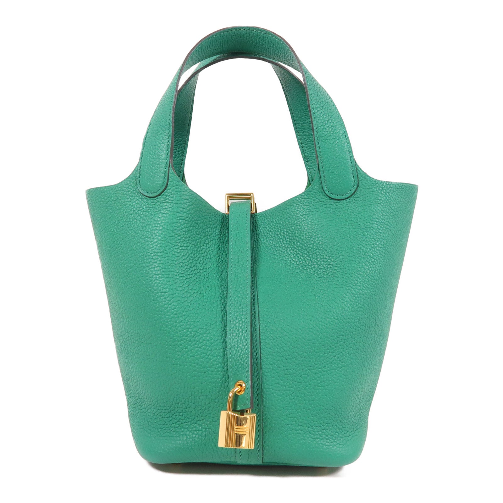 HERMES Clemence皮革Picotin 18 PM金扣手挽袋