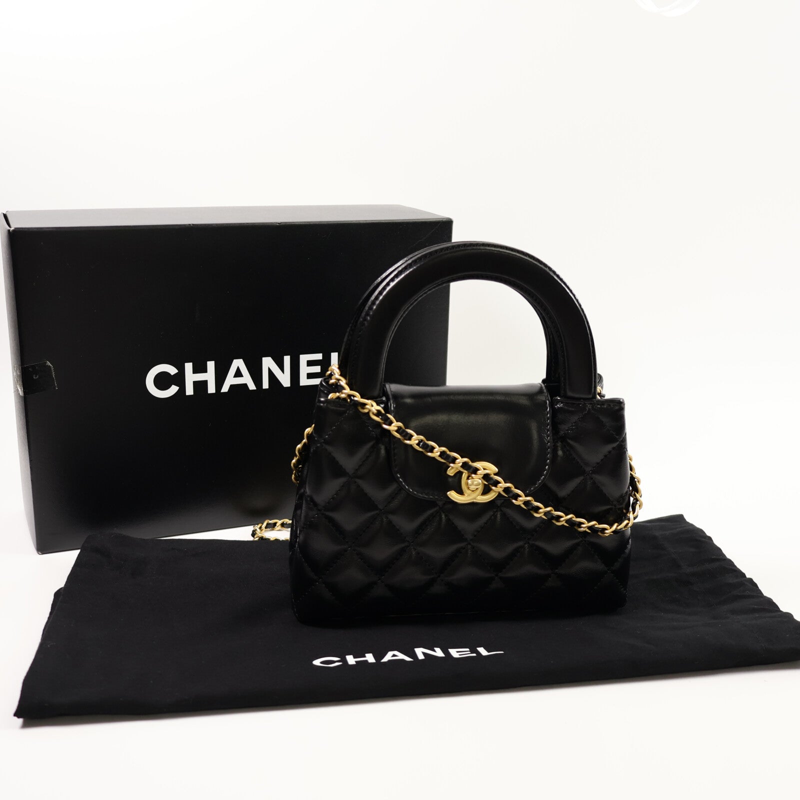 CHANEL 牛皮皮革Mini Kelly Bag鏈帶手挽肩背兩用袋