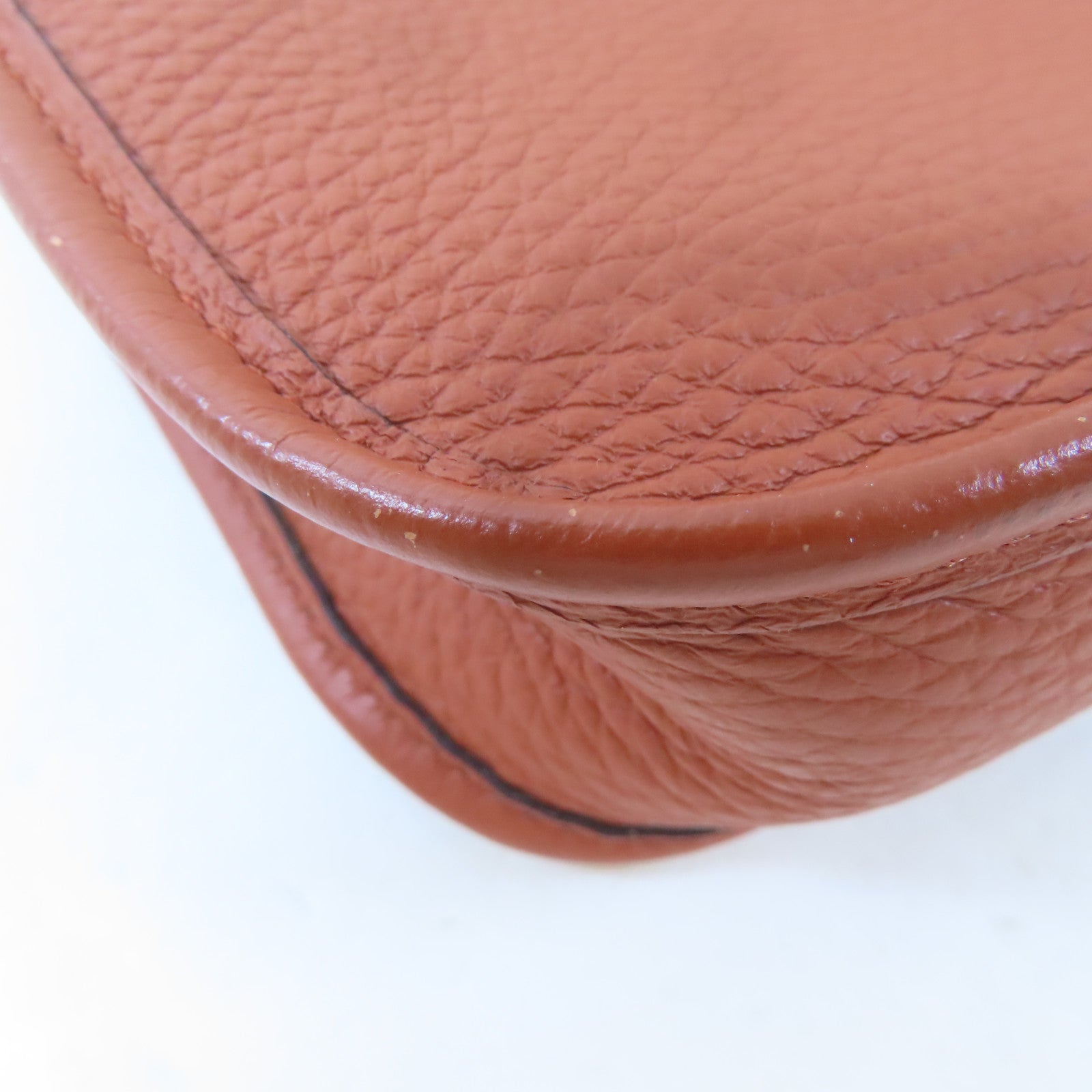 HERMES 【激減優惠】Clemence皮革Mini Evelyne銀扣肩背袋Cuivre/啡色