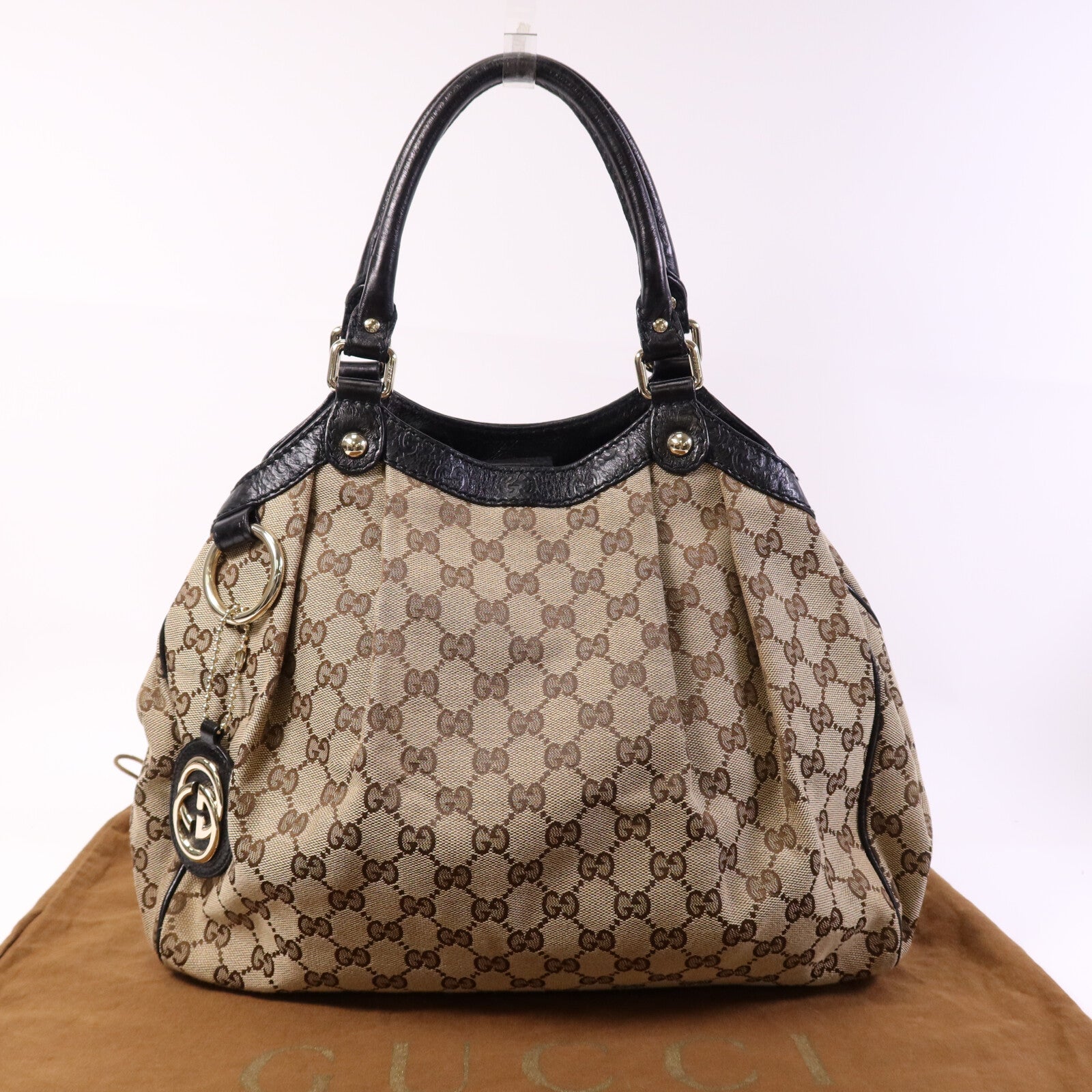 GUCCI 帆布Shoulder Bag金扣肩背袋