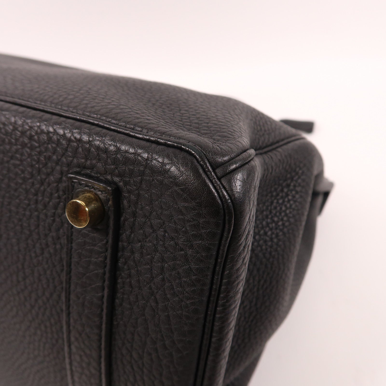 HERMES Clemence皮革Birkin 35金扣手挽袋黑色