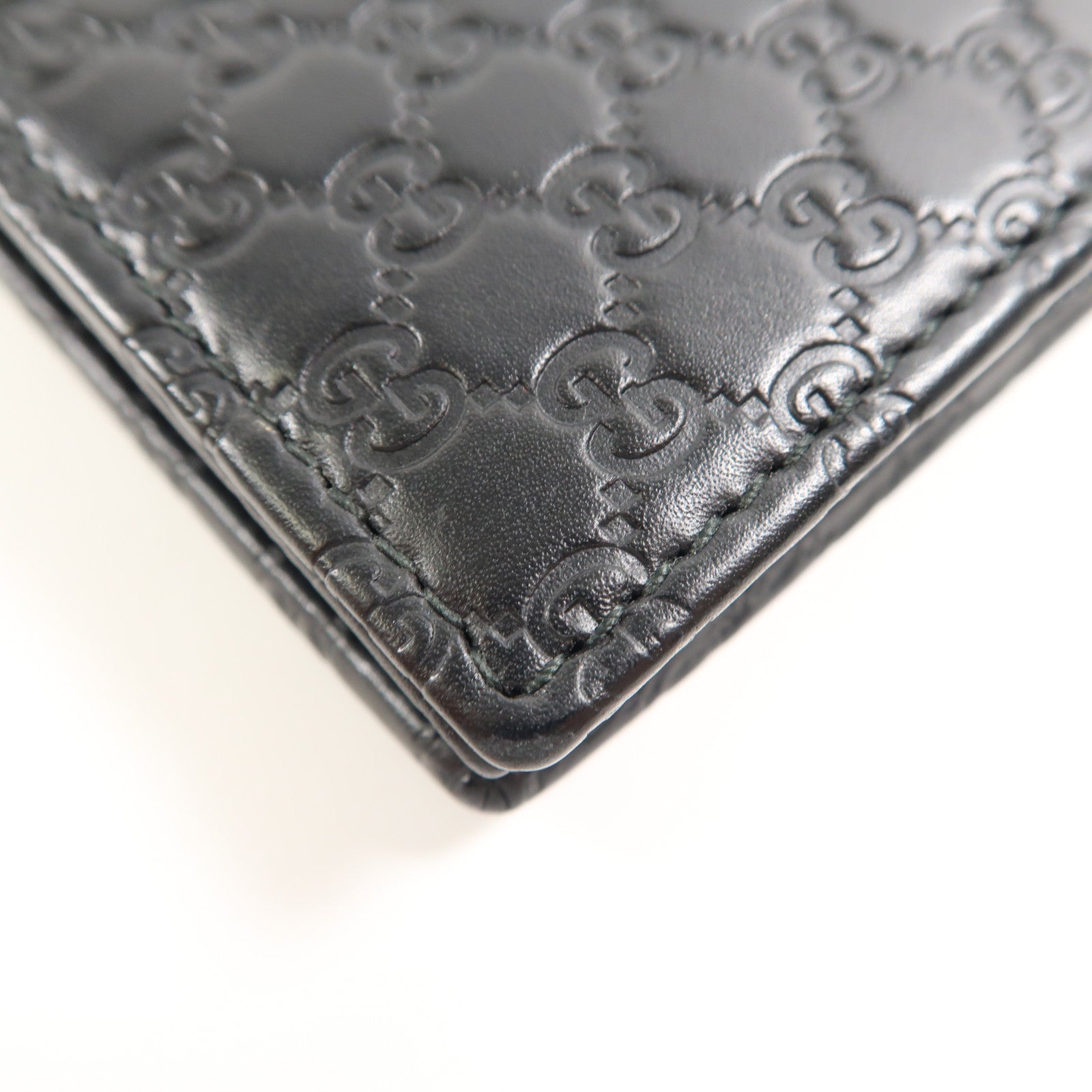 GUCCI Guccissima皮革Shoulder Wallet金扣肩背袋黑色