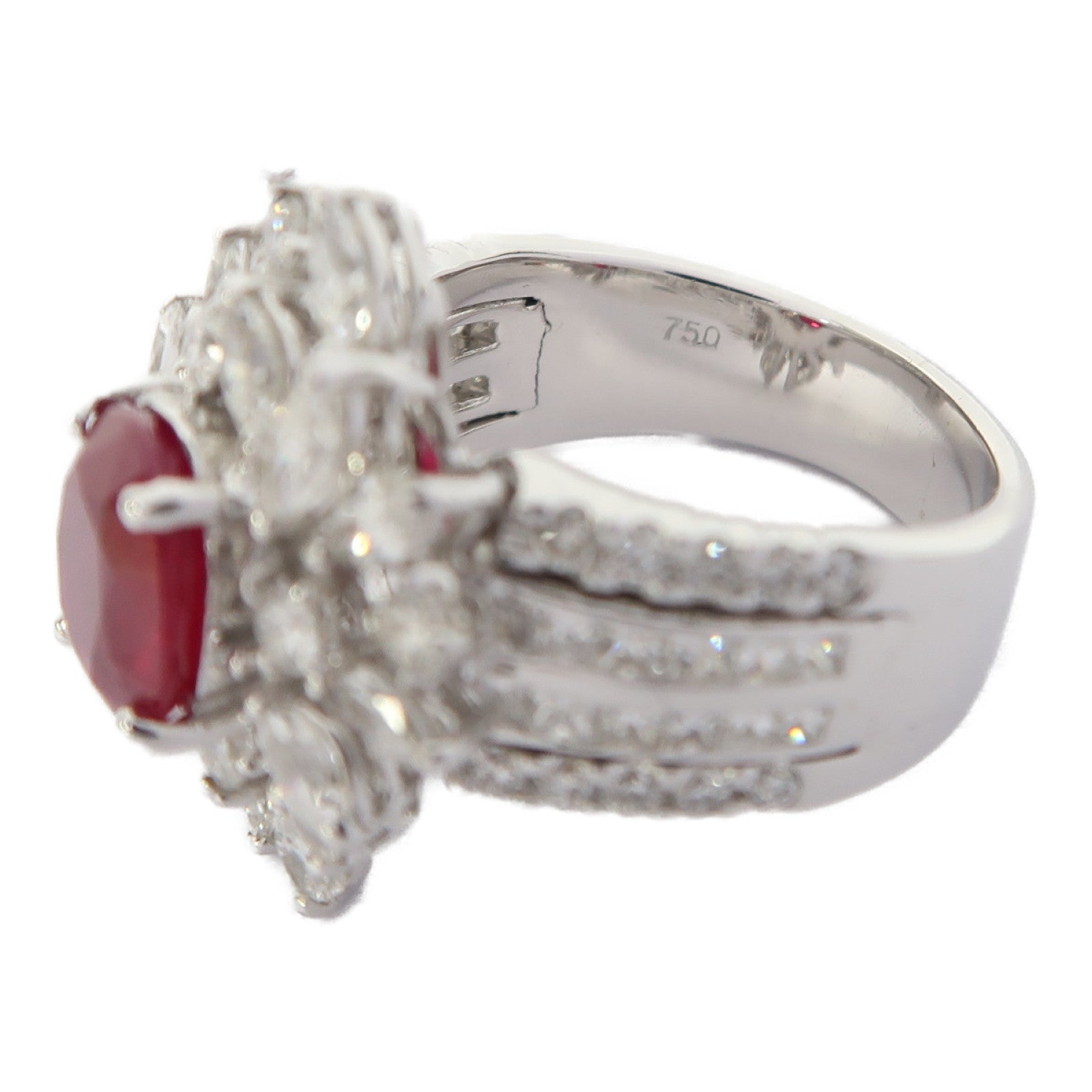 JEWELRY 18K白金Ruby Ring戒指US#6.5