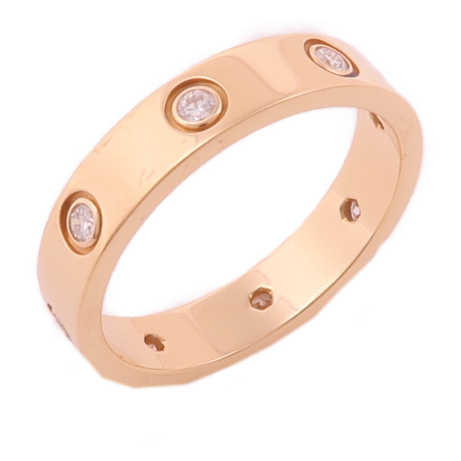 CARTIER 18K玫瑰金Love Ring Small Model 8 Diamonds鑽石戒指Cartier#53