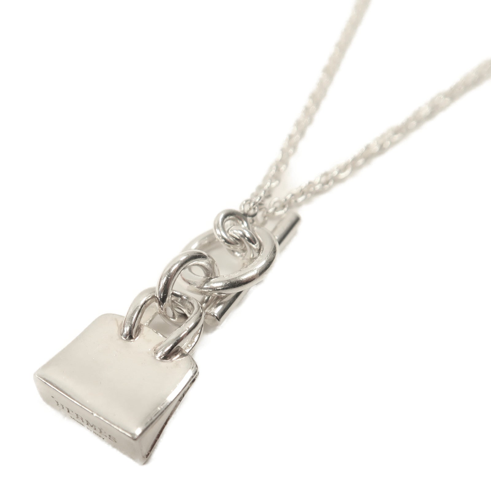 HERMES 925純銀Birkin Pendant項鏈銀色