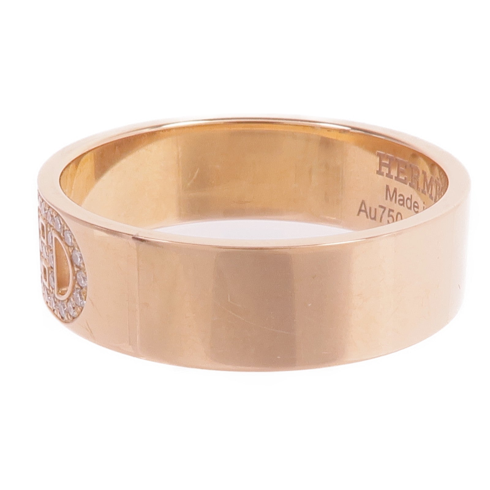 HERMES 18K玫瑰金H d'Ancre Ring鑽石戒指Hermes#54/US#6.75