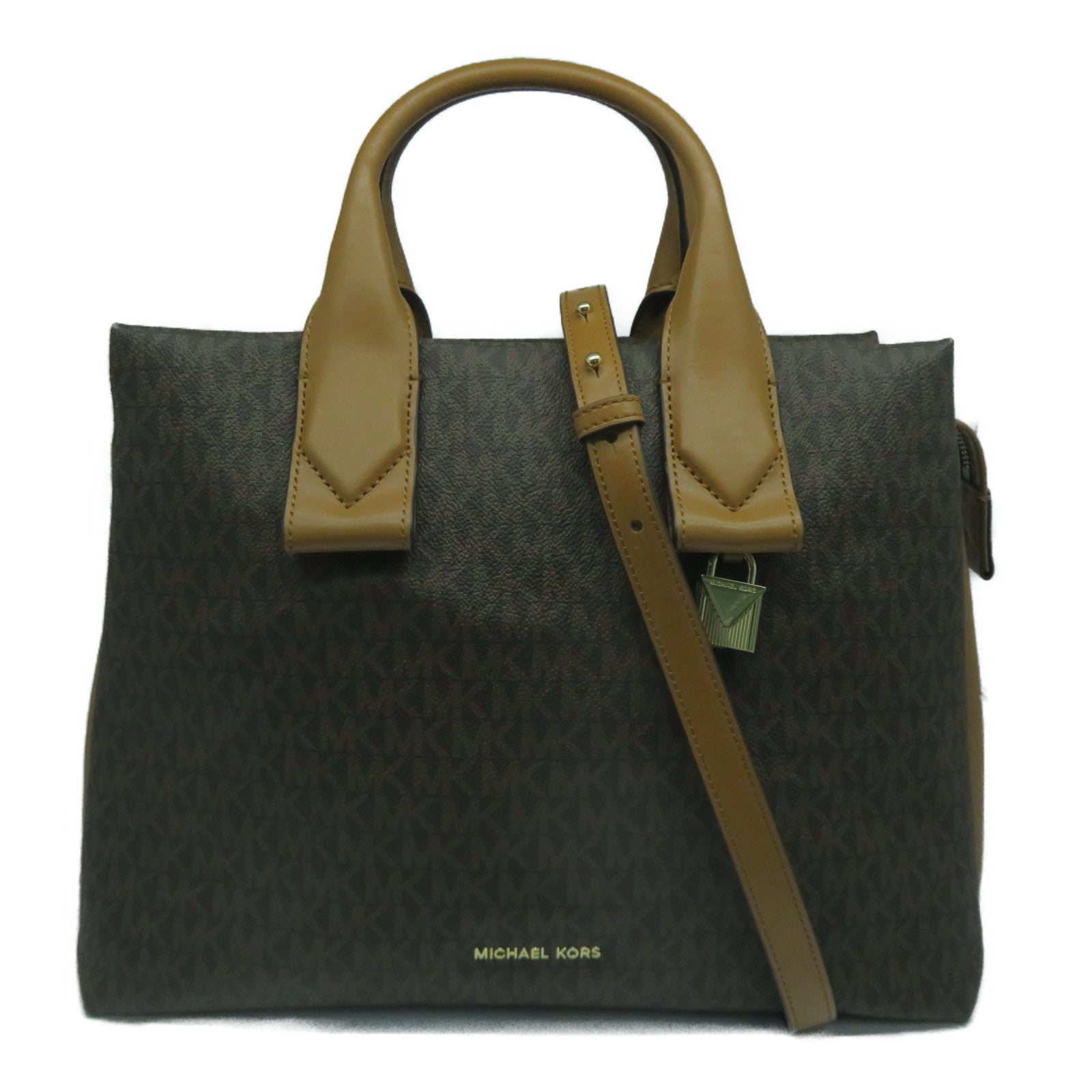 Michael Kors 【激減優惠】塗層帆布2way Shoulder Bag金扣手挽肩背兩用袋啡色