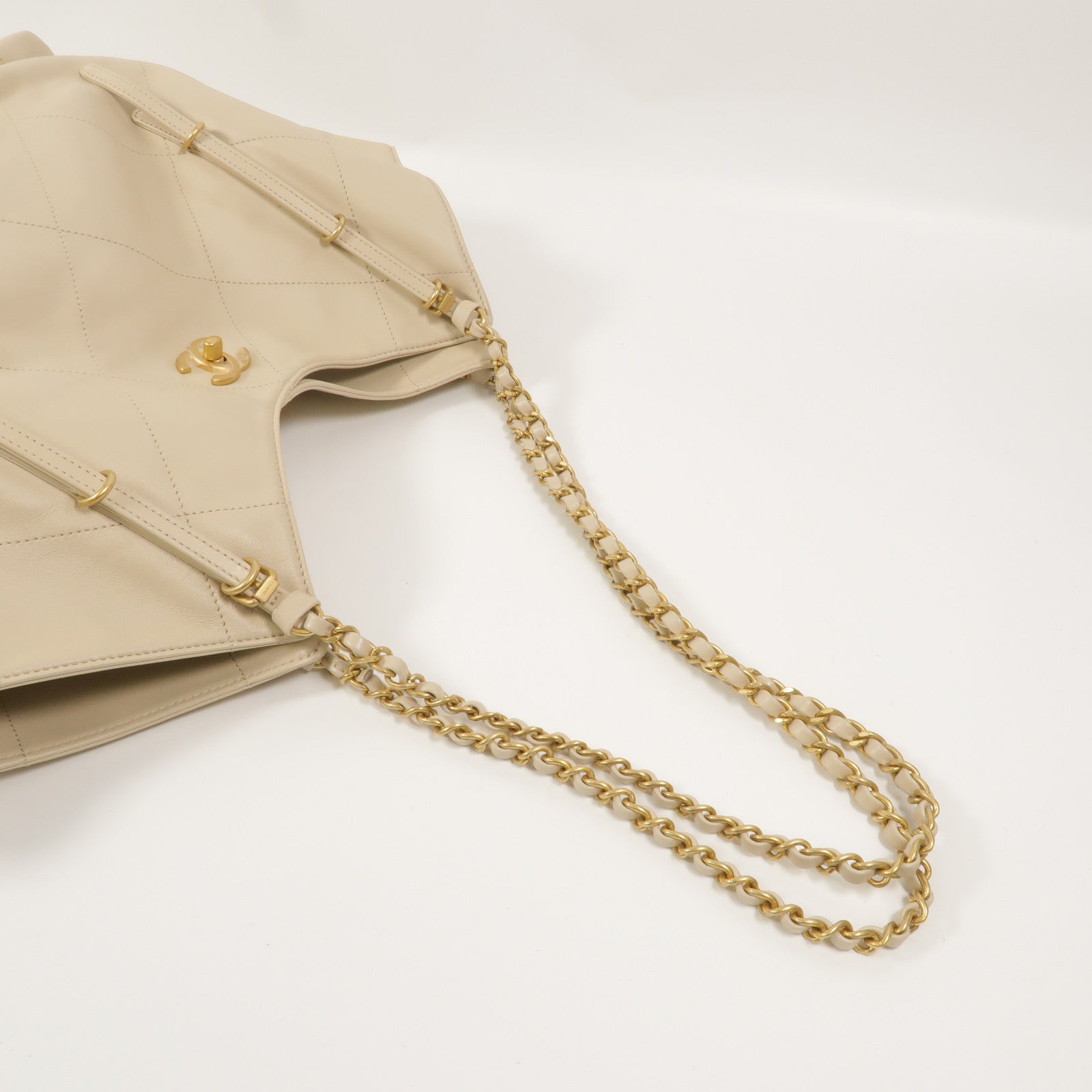 CHANEL 牛皮皮革Shopping Tote鏈帶肩背袋
