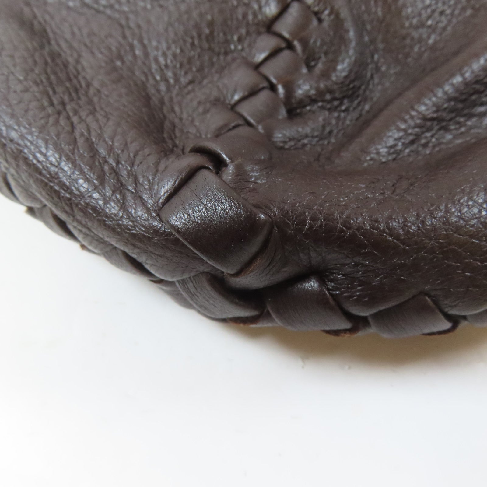 BOTTEGA VENETA 牛皮皮革Tote Bag銀扣手挽袋啡色