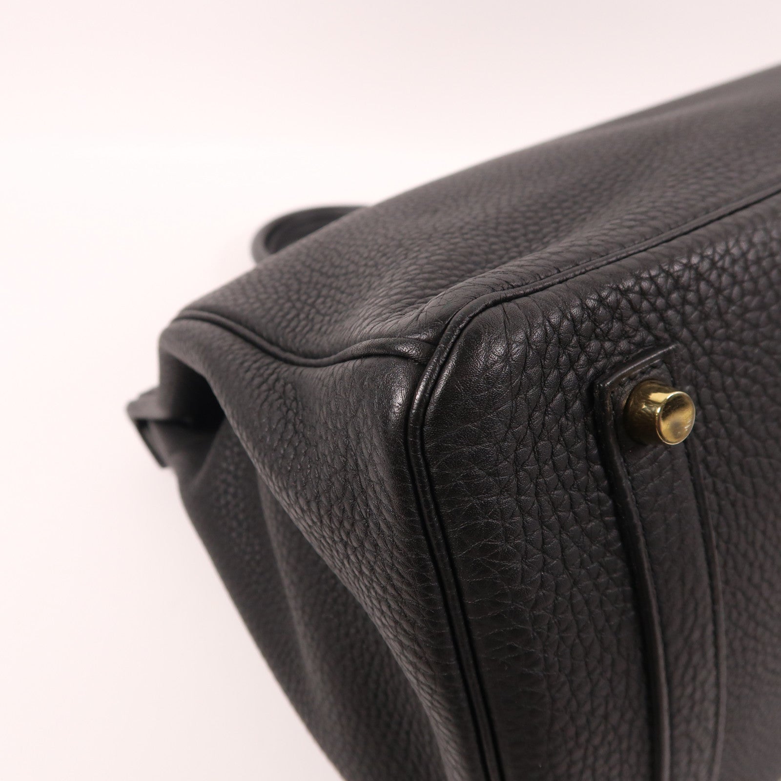 HERMES Clemence皮革Birkin 35金扣手挽袋黑色