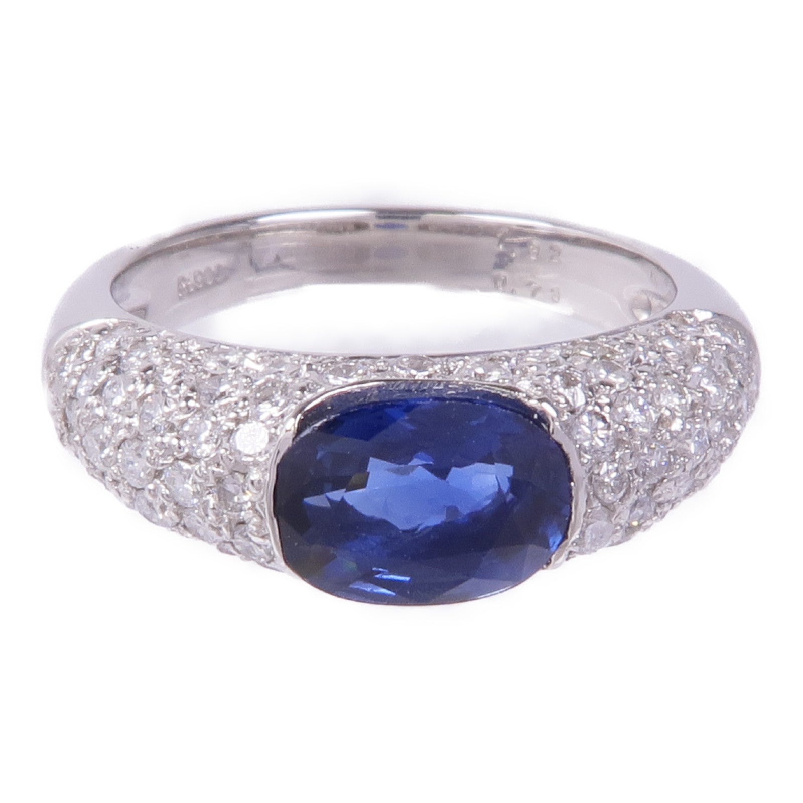JEWELRY PT900鉑金Sapphire Diamond Ring藍寶石/鑽石戒指US#6