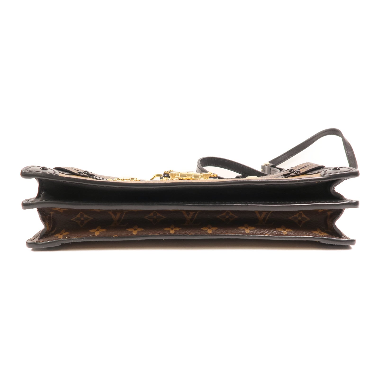LOUIS VUITTON Monogram Reverse Trunk Clutch金扣鏈帶肩背袋