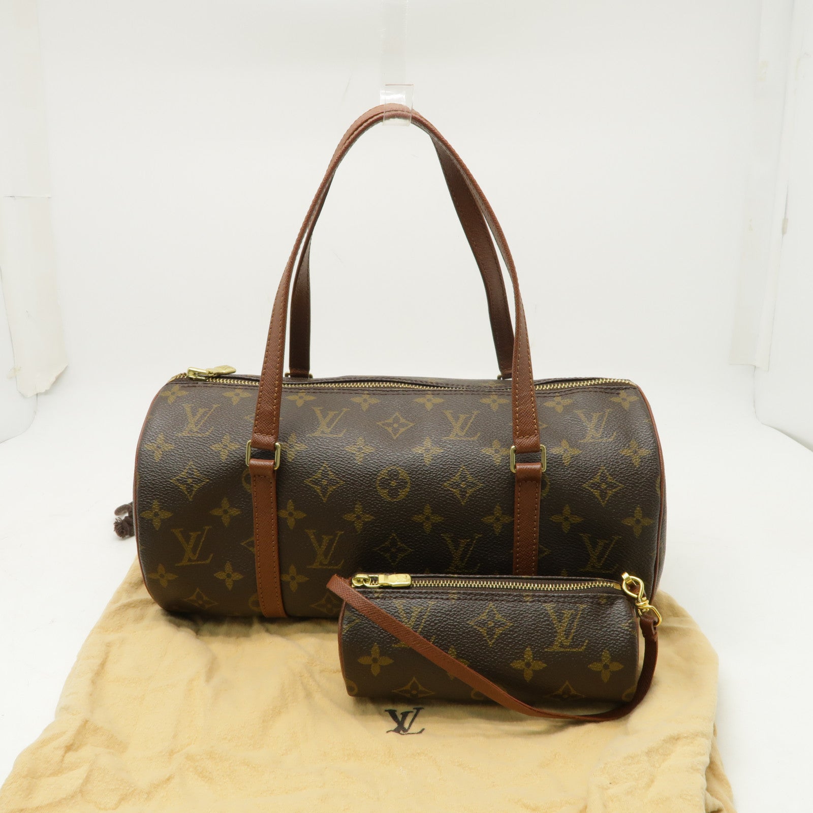 LOUIS VUITTON 【激減優惠】Monogram Papillon GM金扣肩背袋棕色