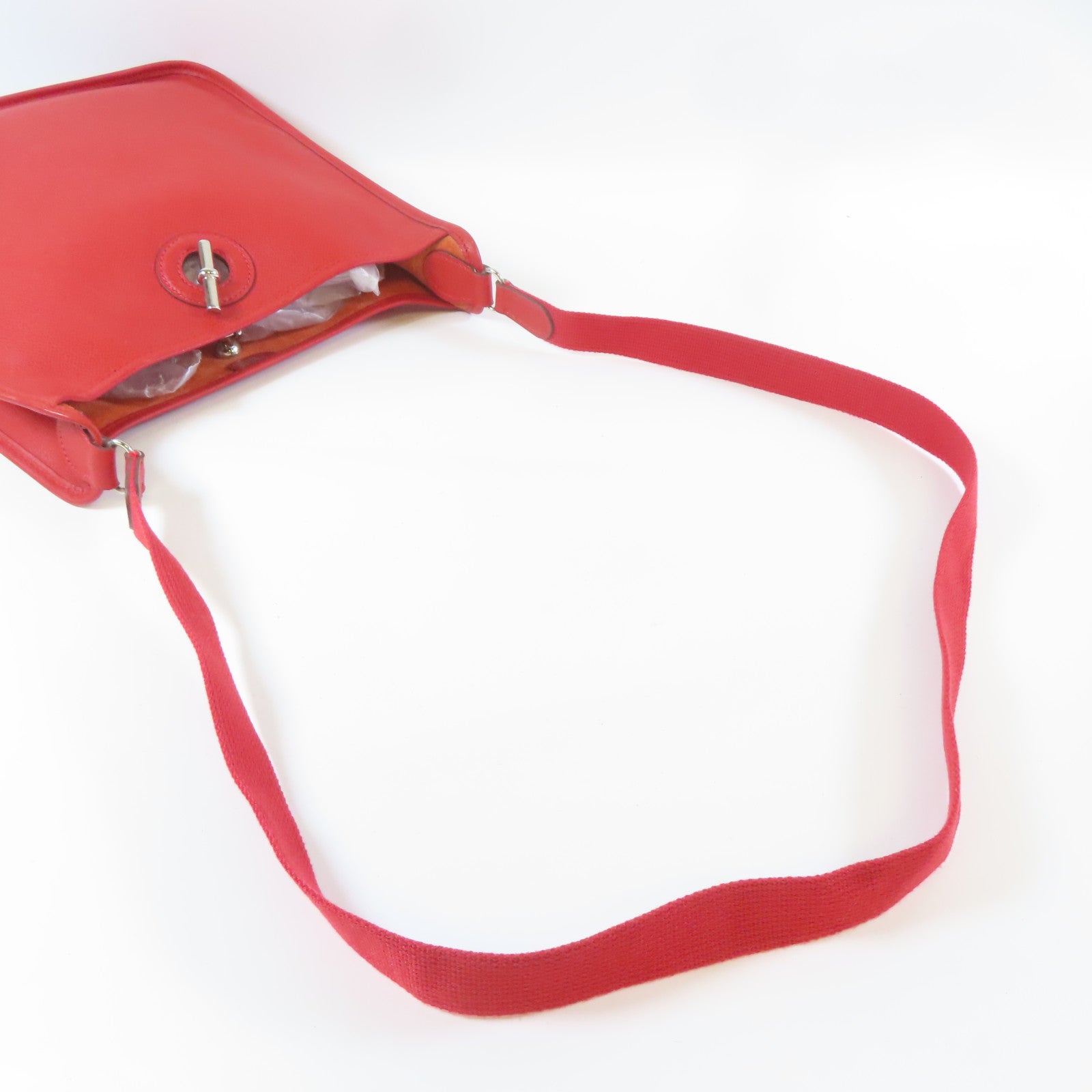 HERMES Epsom皮革Vespa Shoulder Bag銀扣肩背袋法拉利紅色