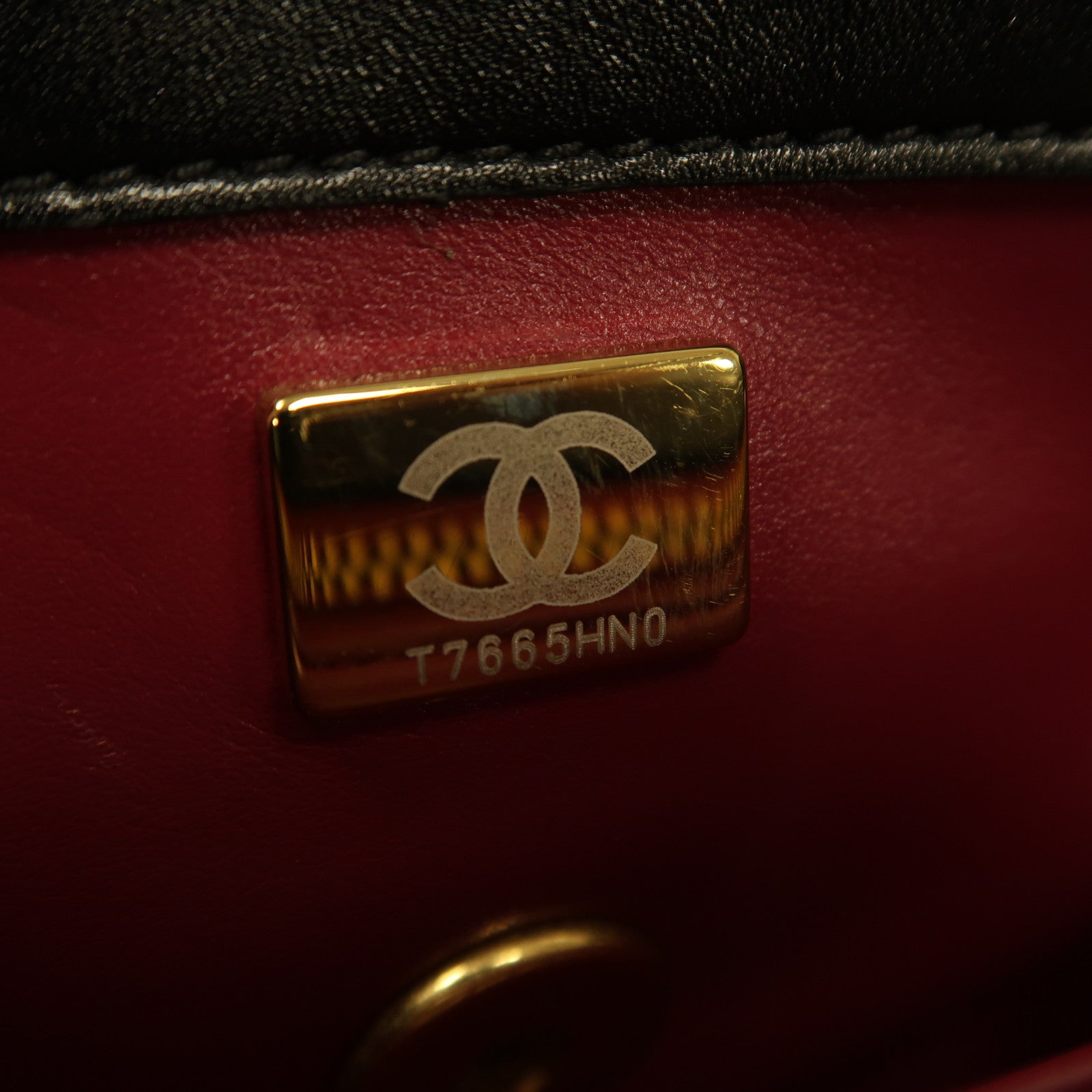CHANEL 菱格羊皮皮革Chain Shoulder Bag金扣鏈帶手挽肩背兩用袋黑色