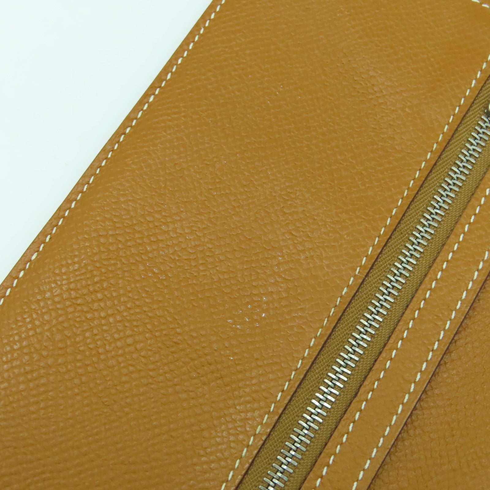 HERMES Epsom皮革Bearn bi-fold銀扣長錢包經典駝色