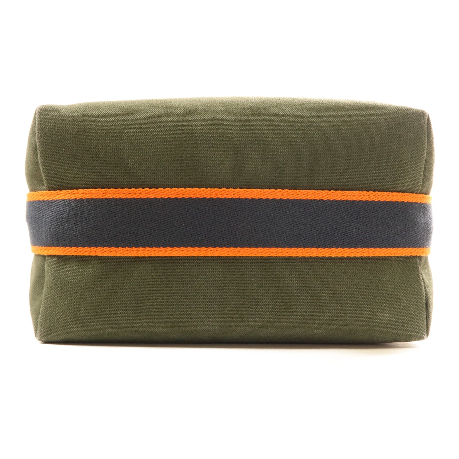 HERMES 帆布Bride A Brac Case Large銀扣手挽袋Vert Foret