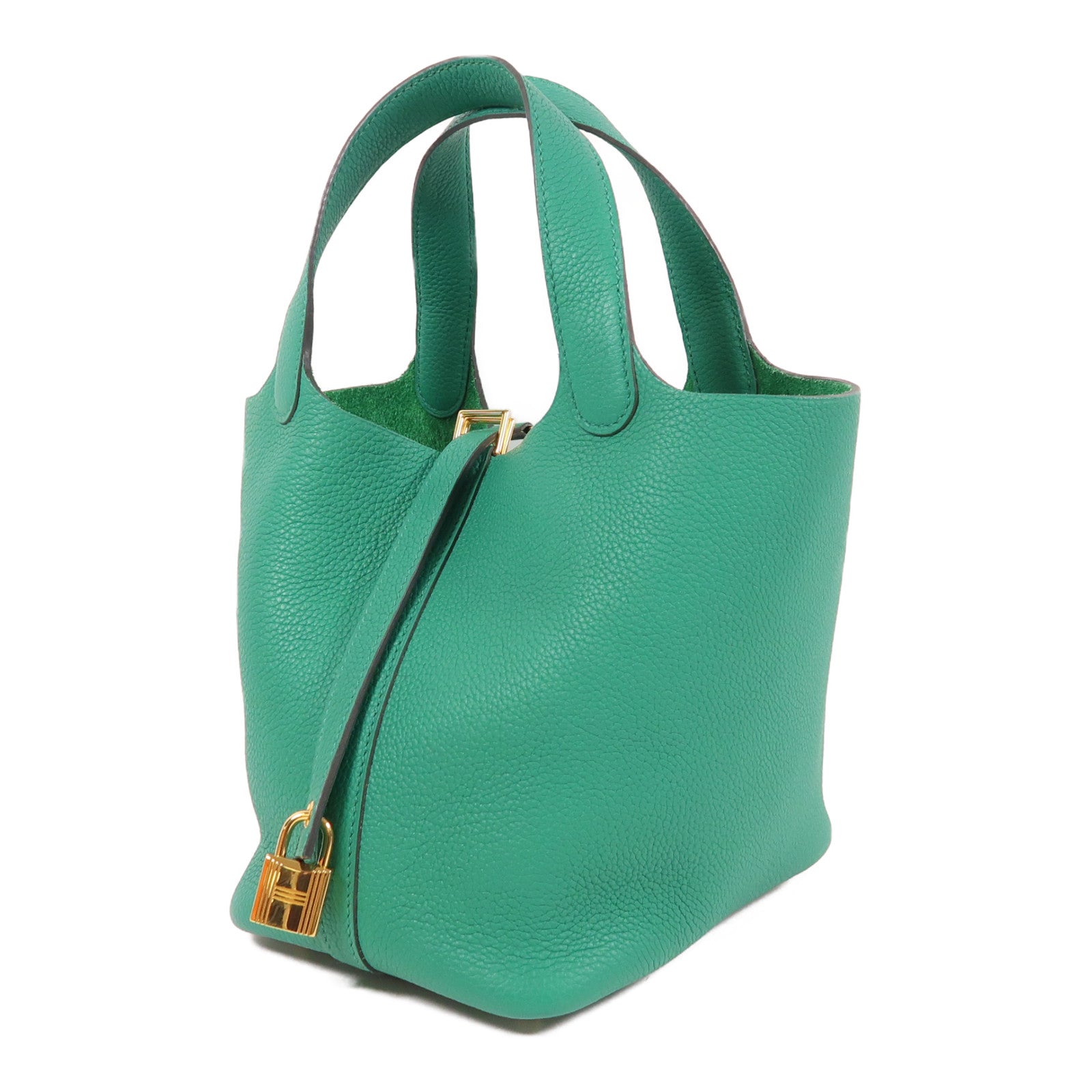HERMES Clemence皮革Picotin 18 PM金扣手挽袋