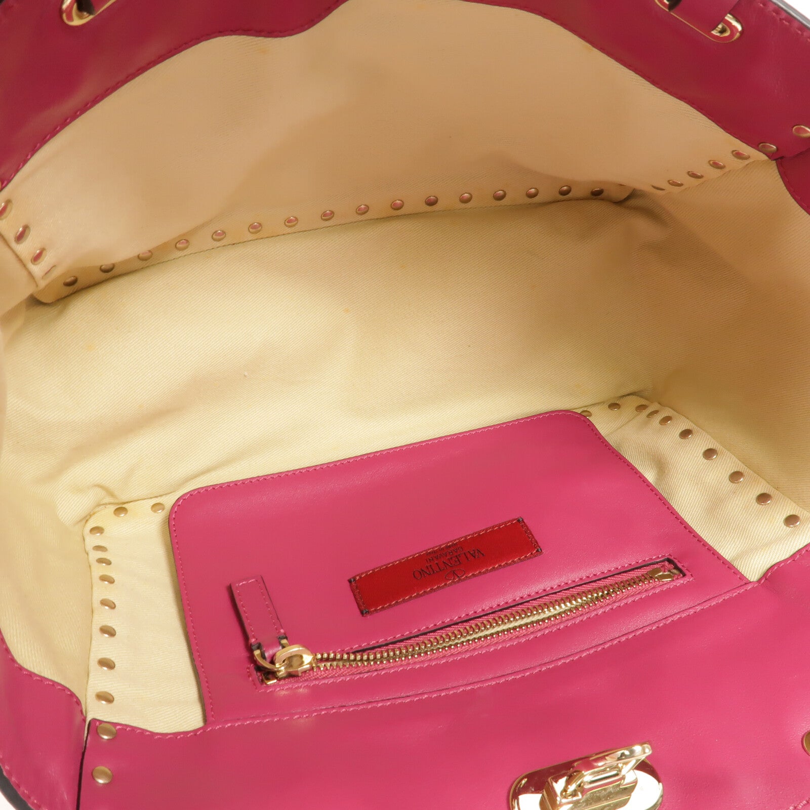 Valentino 牛皮皮革Rockstud Top Handle手挽肩背兩用袋