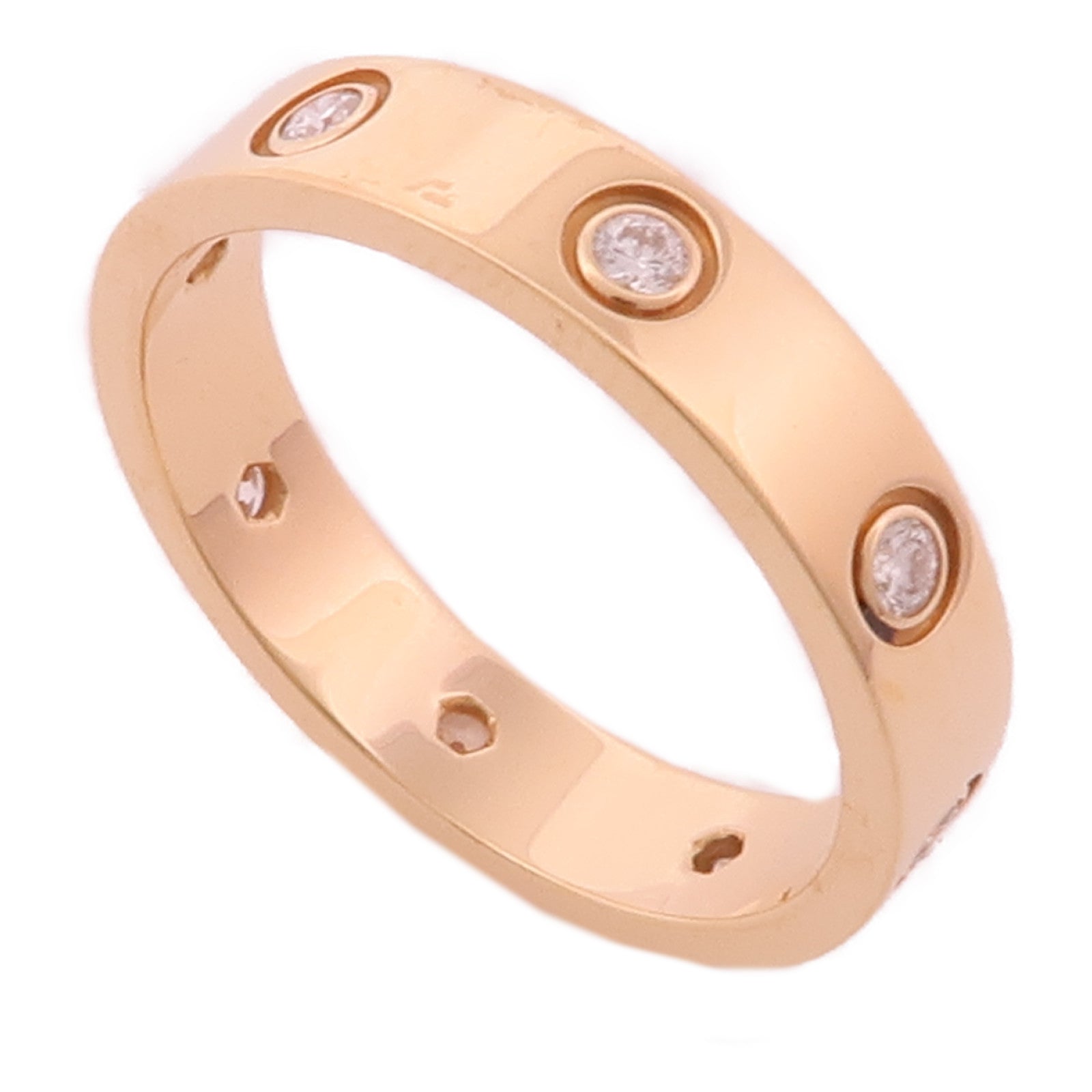 CARTIER 18K玫瑰金Love Ring Small Model 8 Diamonds鑽石戒指Cartier#53