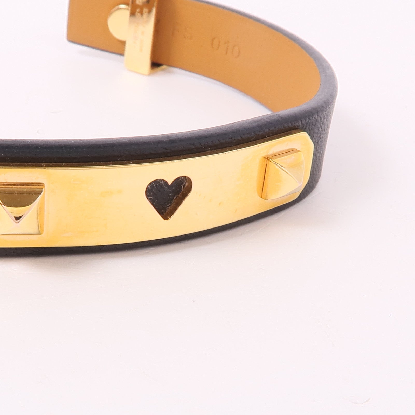 HERMES Swift皮革Mini Dog Bracelet金扣手鐲Noir