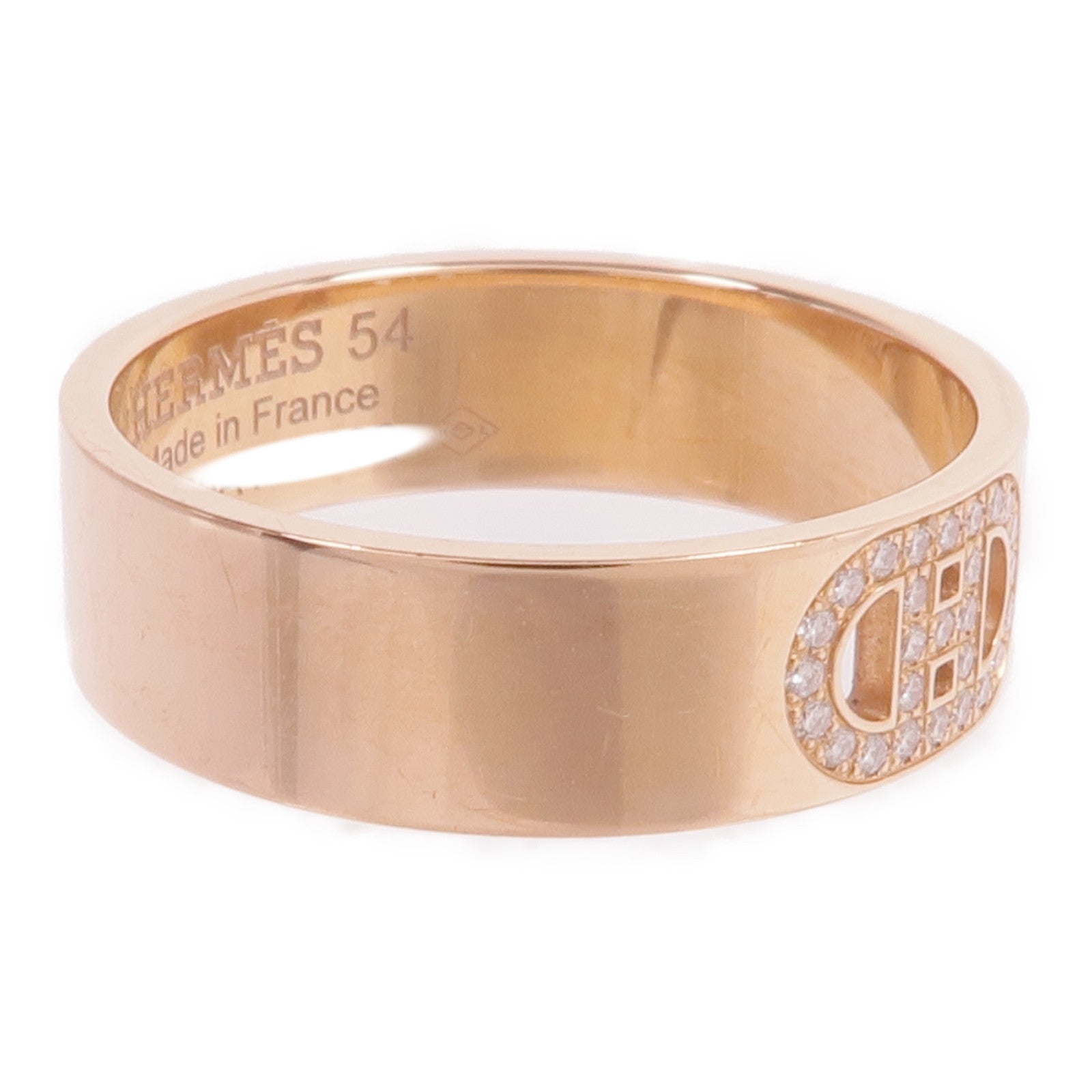 HERMES 18K玫瑰金H d'Ancre Ring鑽石戒指Hermes#54/US#6.75