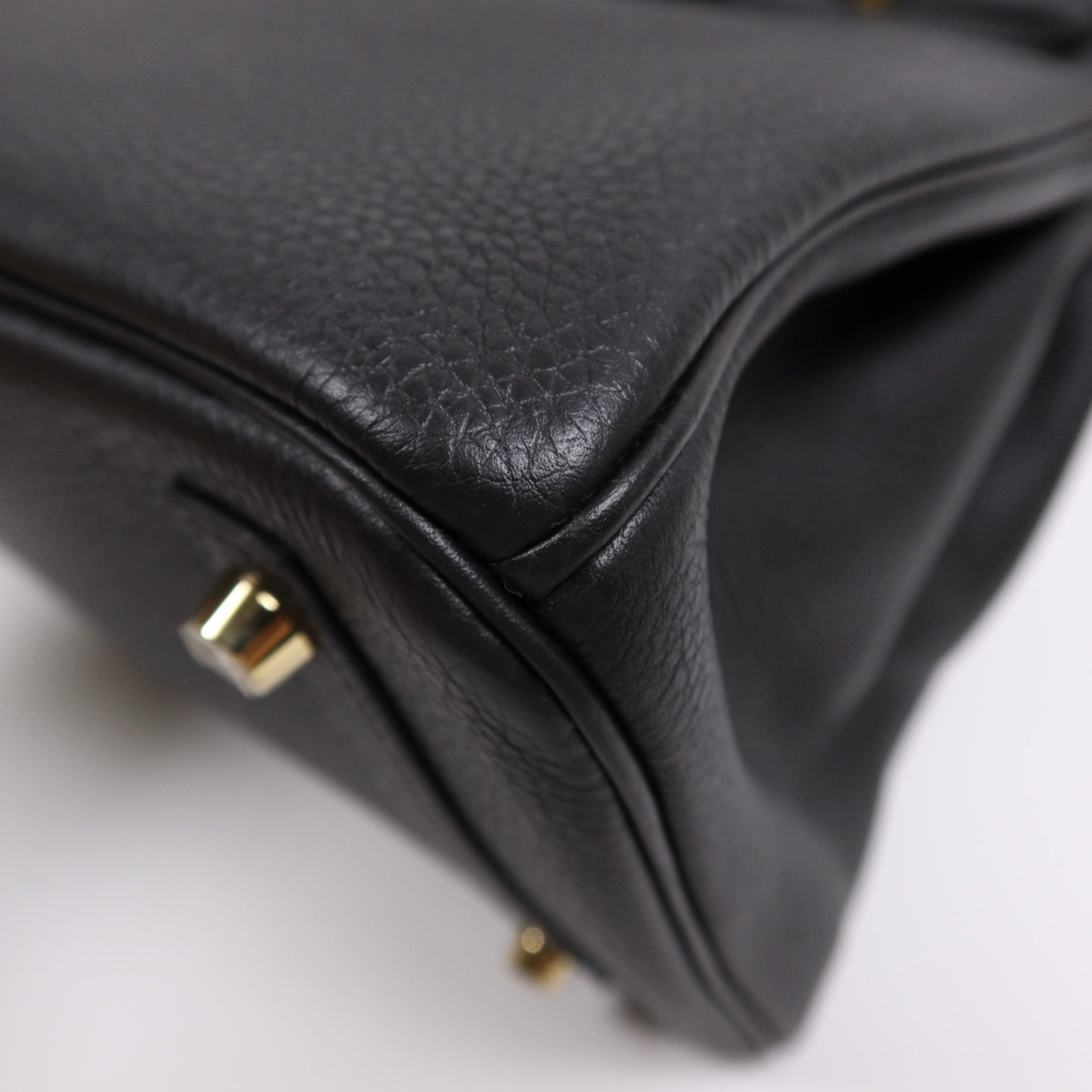 HERMES Clemence皮革Birkin 30金扣手挽袋Noir