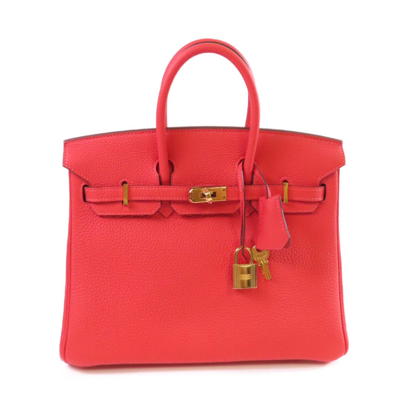 HERMES Togo皮革Birkin 25 Hand Bag金扣手挽袋2R Rouge Pivoine牡丹紅色