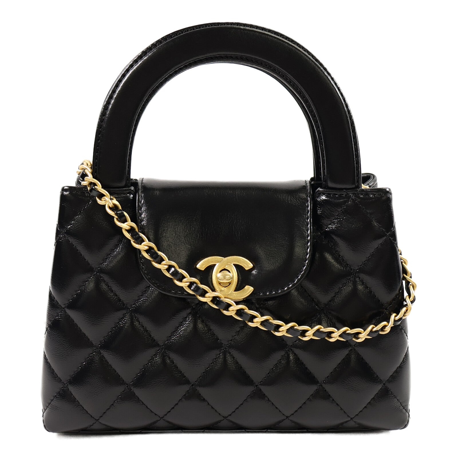 CHANEL 牛皮皮革Mini Kelly Bag鏈帶手挽肩背兩用袋