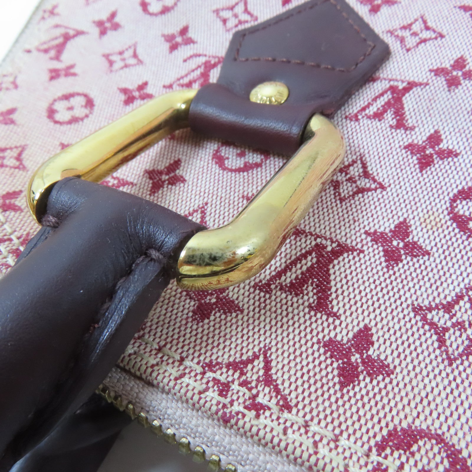 LOUIS VUITTON Monogram Mini Alma Haut金扣手挽袋紅色