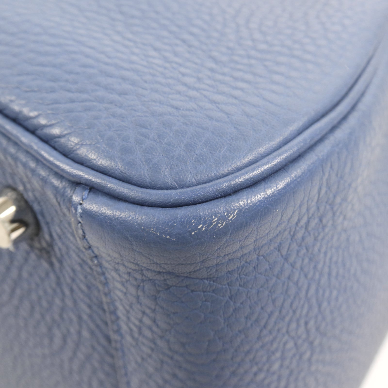 HERMES 【激減優惠】Clemence皮革Lindy 30銀扣手挽肩背兩用袋Bleu Brighton