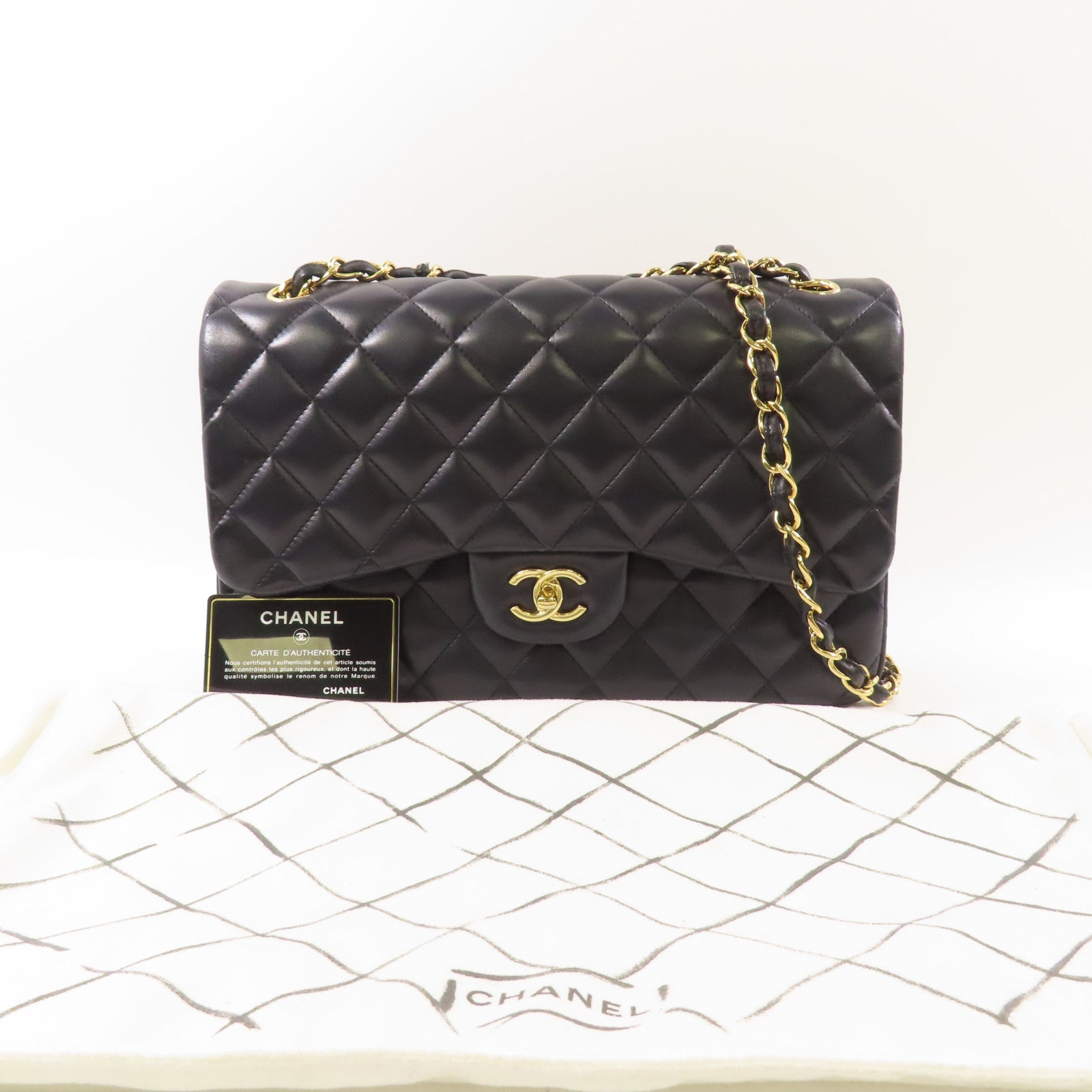 CHANEL 羊皮皮革Large Classic金扣鏈帶肩背袋