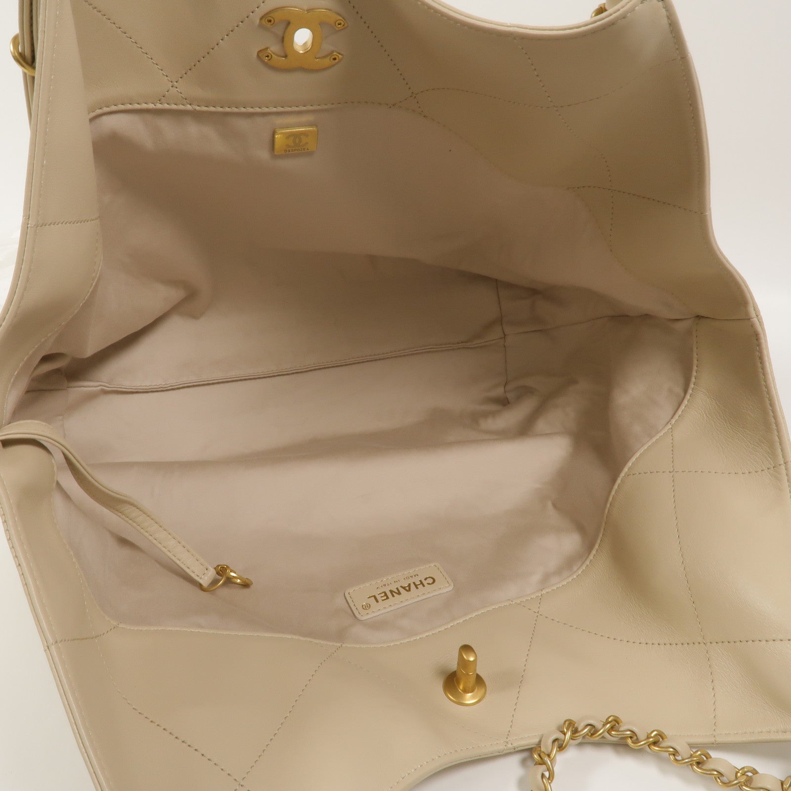 CHANEL 牛皮皮革Shopping Tote鏈帶肩背袋