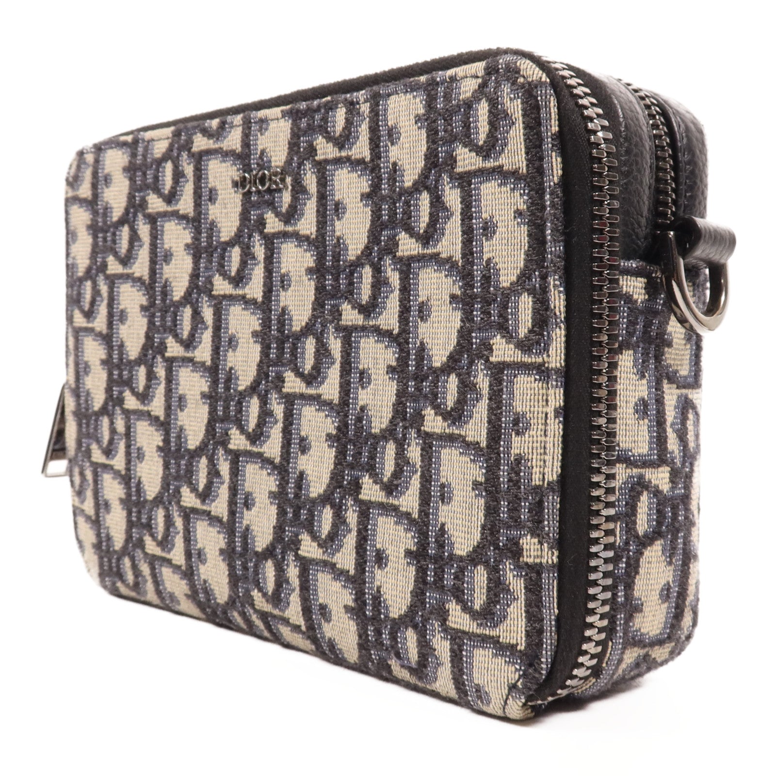 Dior 帆布Zipped Pouch With Strap銀扣肩背袋