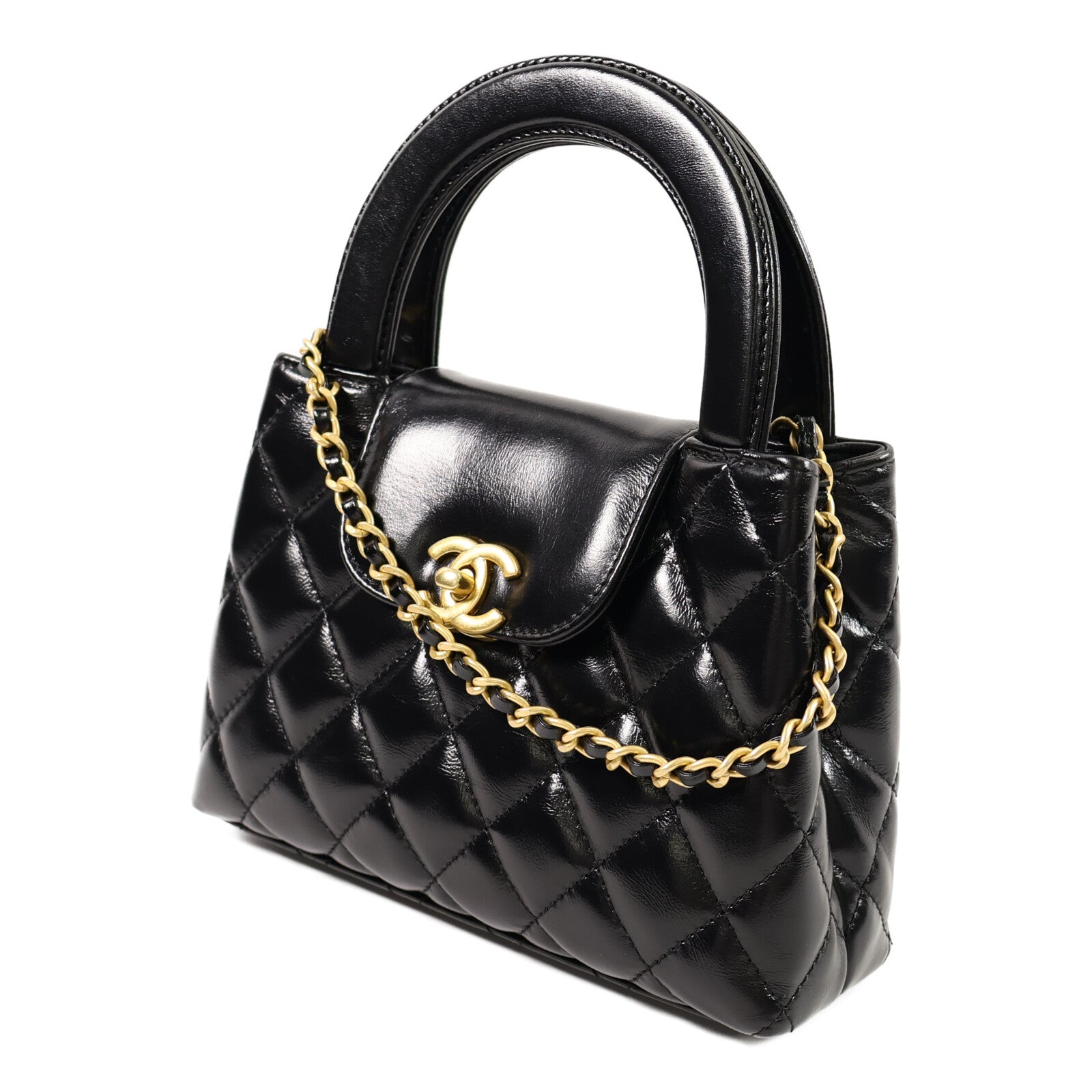 CHANEL 牛皮皮革Mini Kelly Bag鏈帶手挽肩背兩用袋