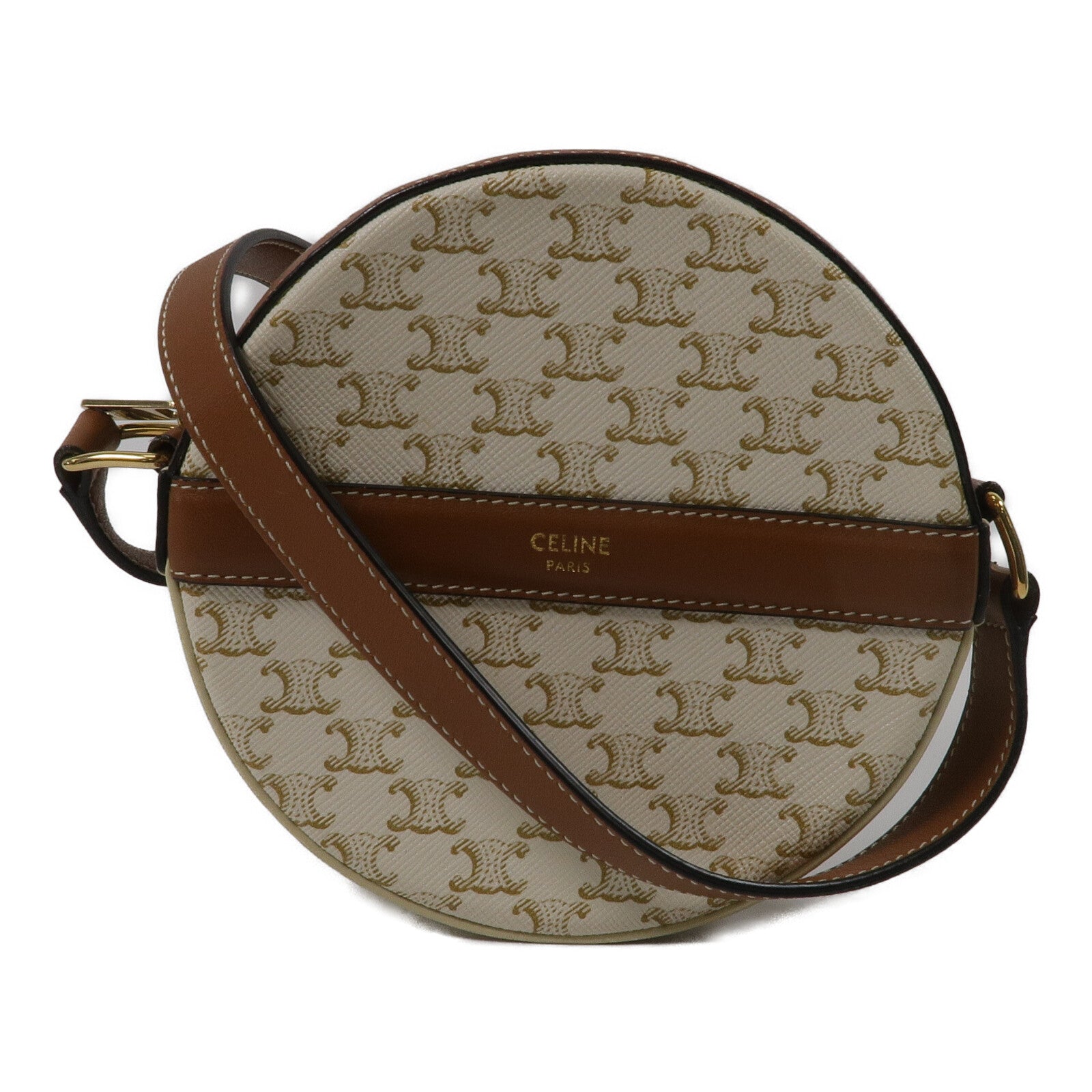 CELINE 塗層帆布Triomphe Round Shoulder Bag肩背袋