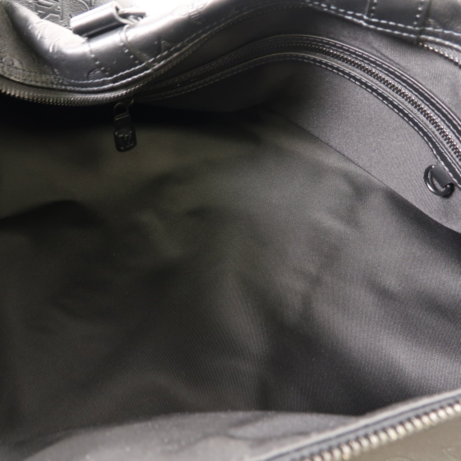 LOUIS VUITTON Monogram Shadow Keepall 50 Bandouliere手挽肩背兩用旅行袋黑色