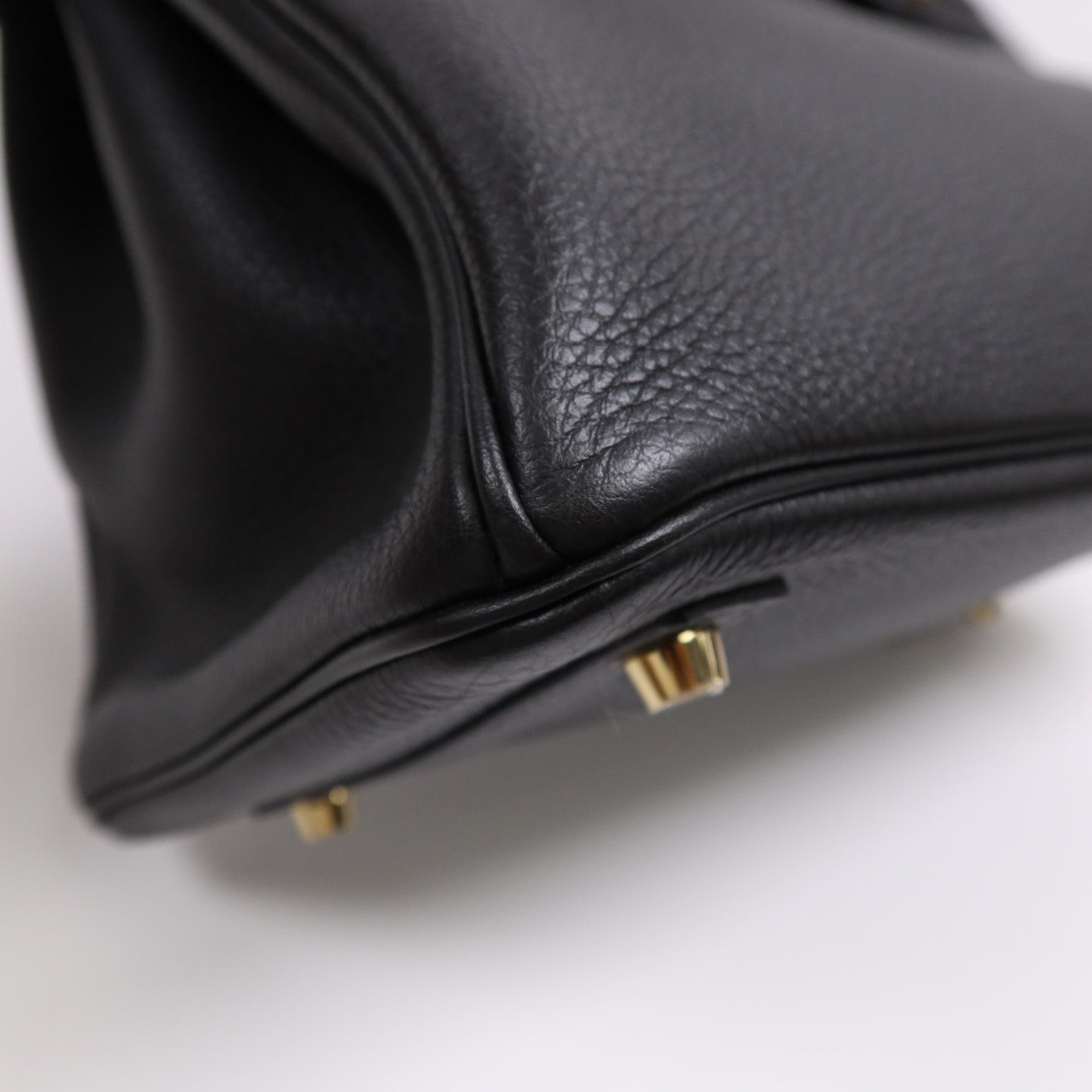 HERMES Clemence皮革Birkin 30金扣手挽袋Noir