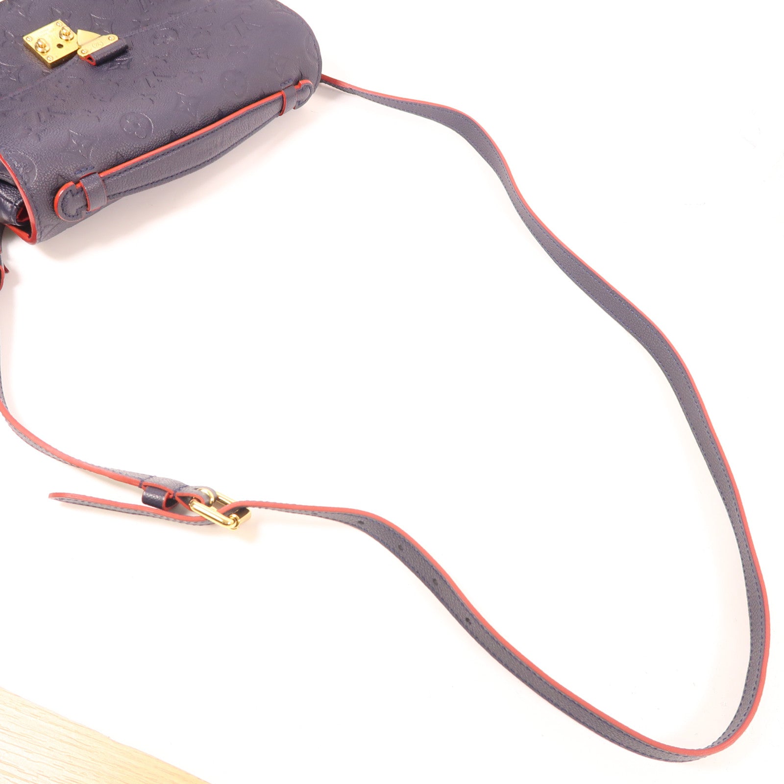 LOUIS VUITTON 【激減優惠】Monogram Empreinte Pochette Metis金扣手挽肩背兩用袋深藍色