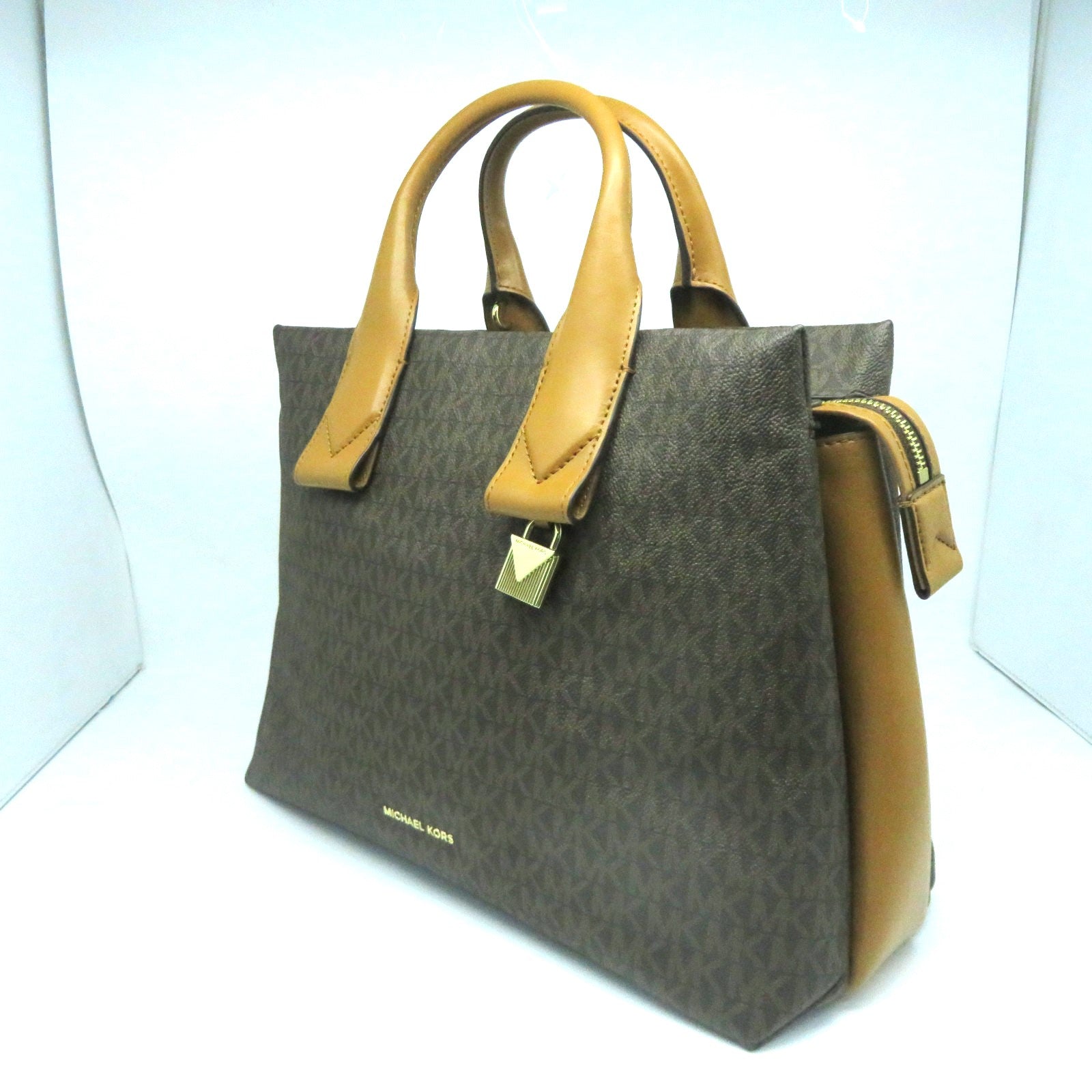 Michael Kors 【激減優惠】塗層帆布2way Shoulder Bag金扣手挽肩背兩用袋啡色