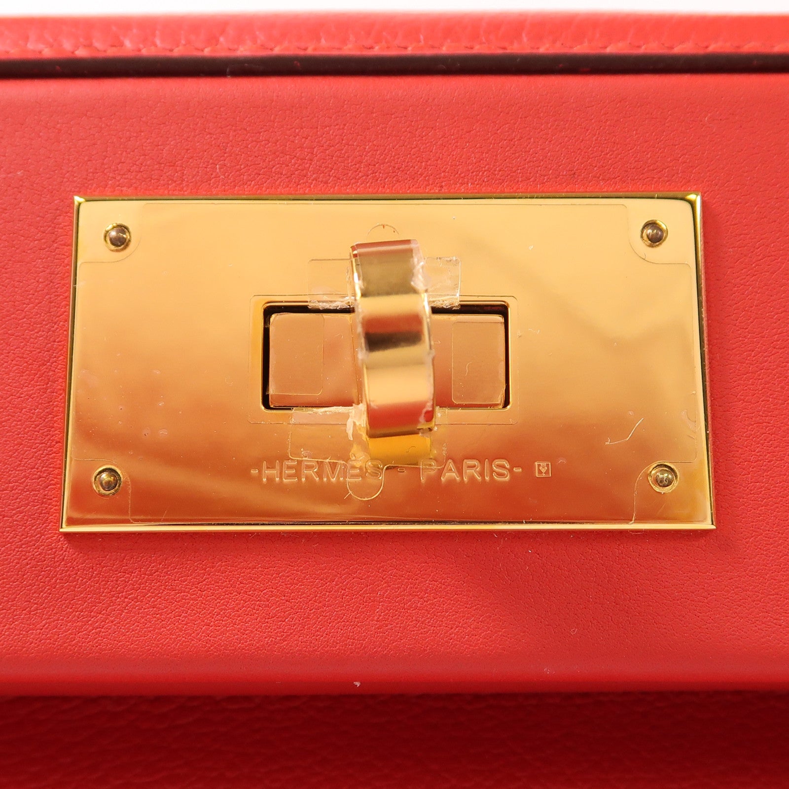 HERMES Evercolor皮革24/24 Mini金扣手挽肩背兩用袋Rouge Tomate