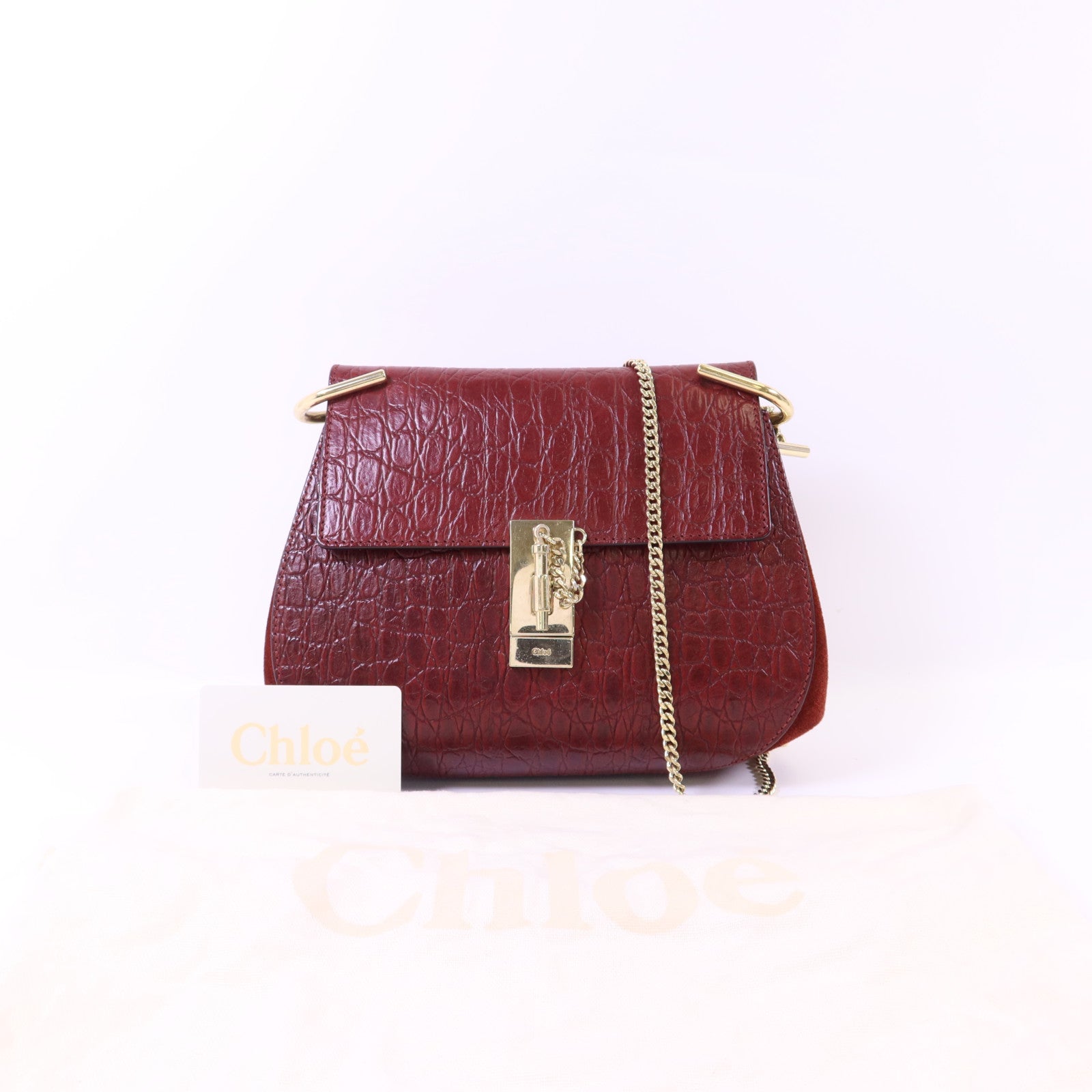 Chloe 牛皮皮革Shoulder Bag金扣鏈帶肩背袋