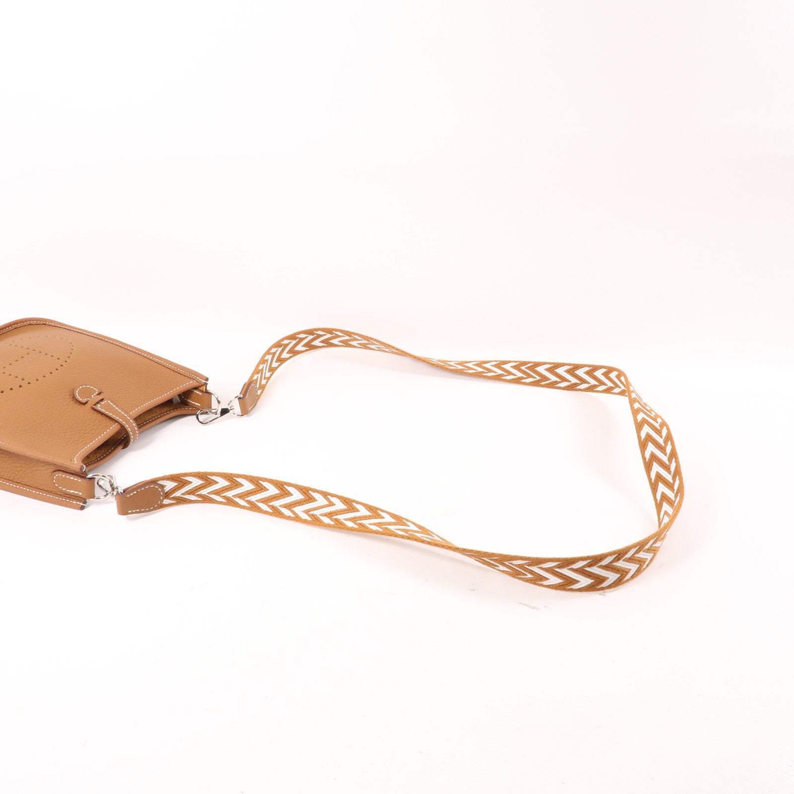 HERMES Clemence皮革Evelyne TPM銀扣肩背袋Gold棕色